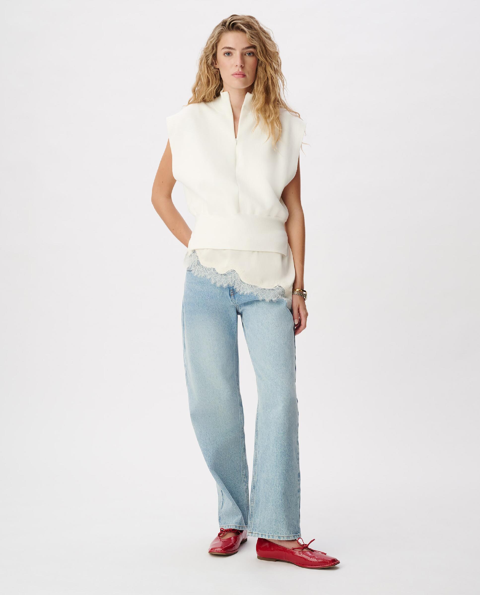 Jersey de mujer sin mangas con cuello camionero - IKKS - Blanco roto Blanco roto-2