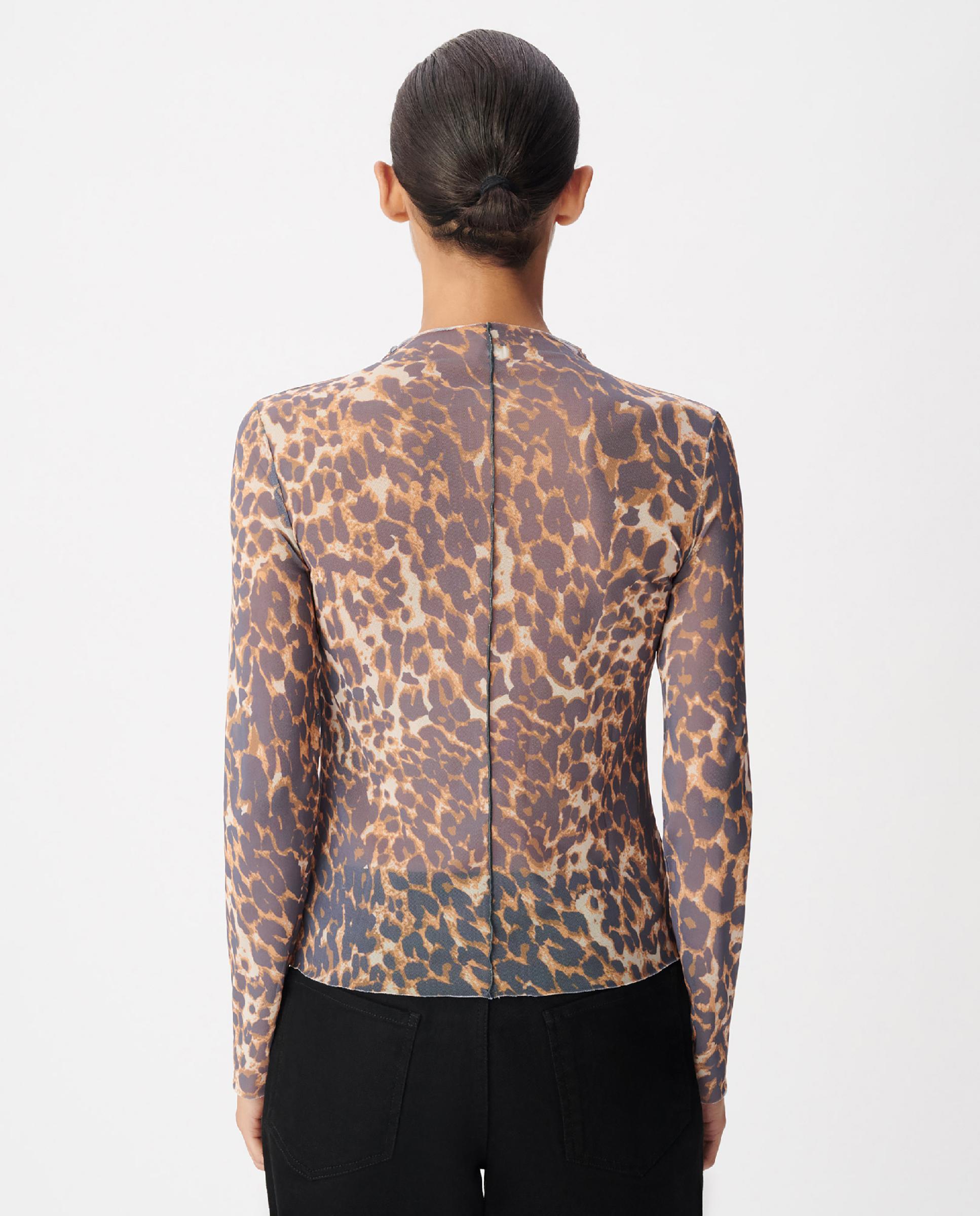 Imagen 3 de Camiseta de mujer rejilla con estampado leopardo - IKKS - Acacia / Marrón Acacia / Marrón