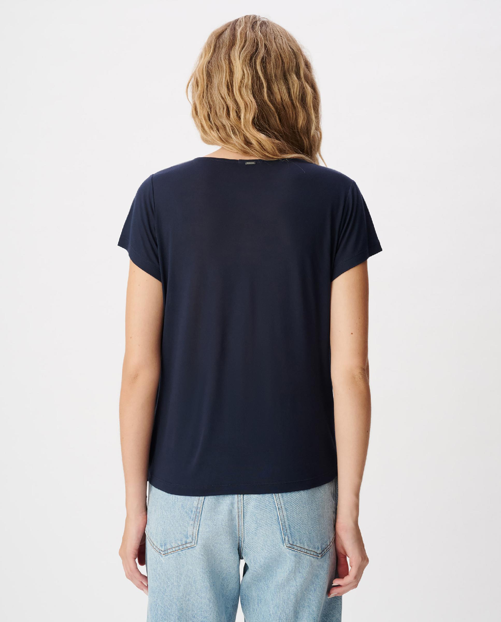 Camiseta de mujer de manga corta con frunces - IKKS - Azul marino Azul marino-3