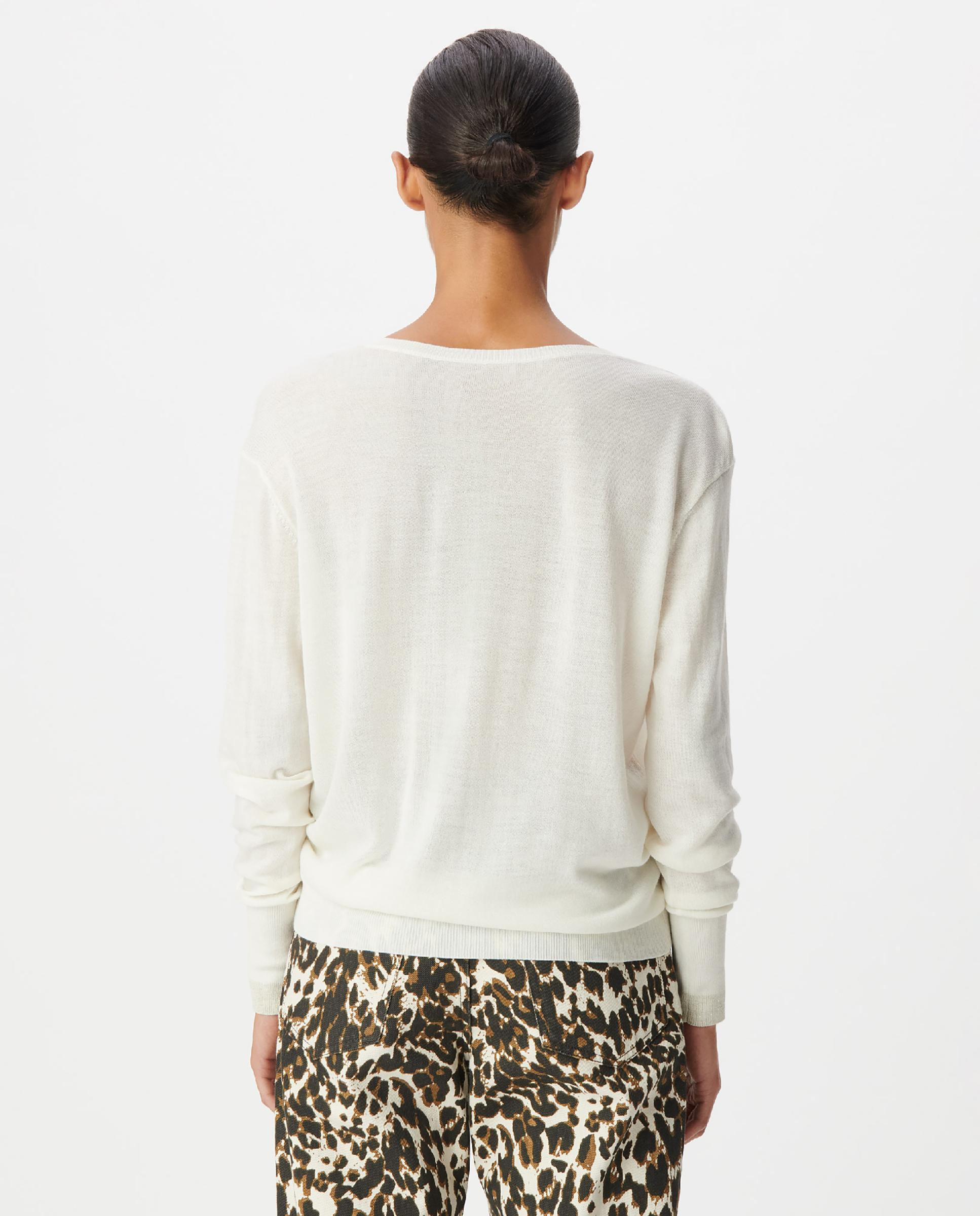 Jersey de mujer con cuello de pico 100% lana - IKKS - Blanco roto Blanco roto-3