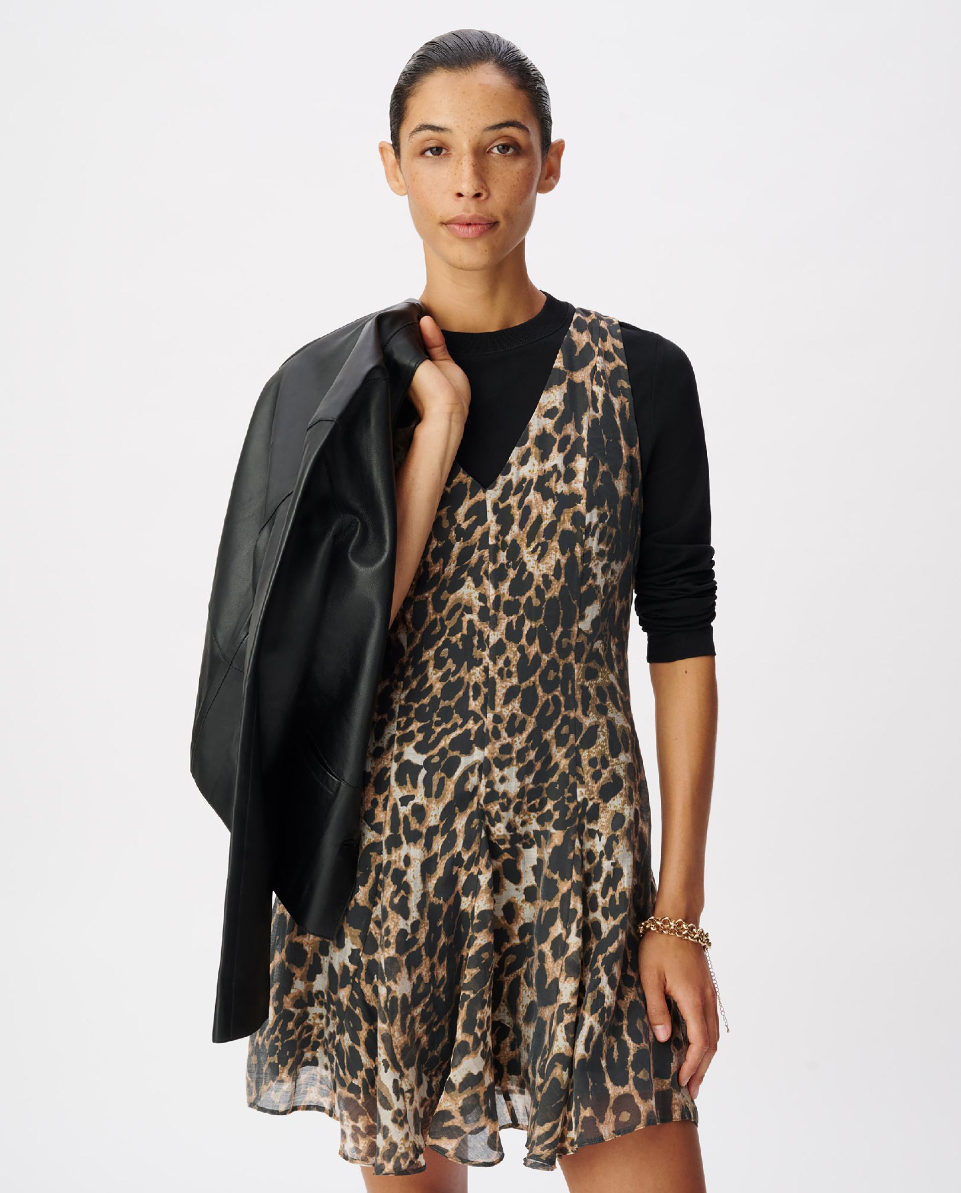 Vestido corto sin mangas con estampado de leopardo - IKKS - Acacia / Marrón Acacia / Marrón-2