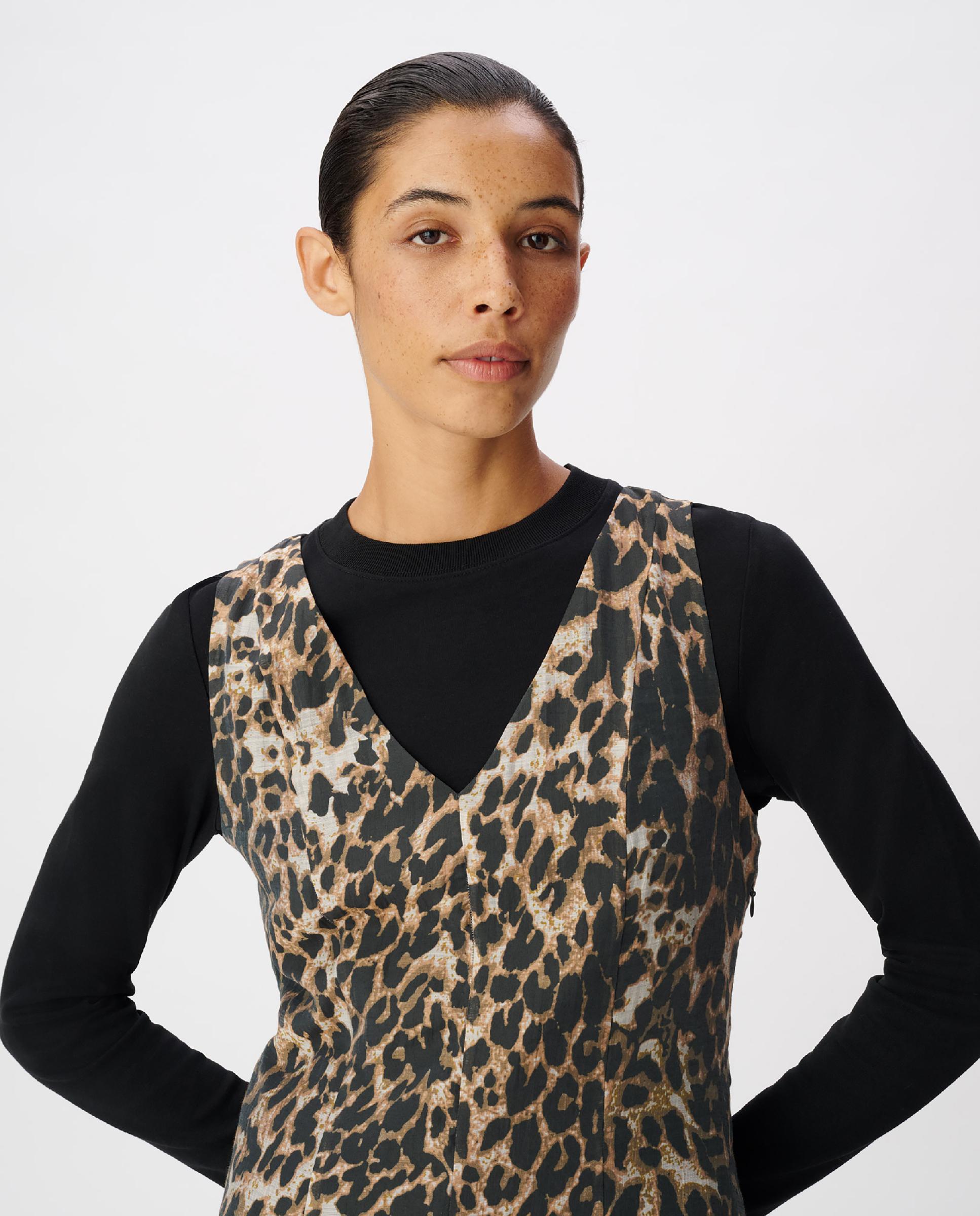 Vestido corto sin mangas con estampado de leopardo - IKKS - Acacia / Marrón Acacia / Marrón-4