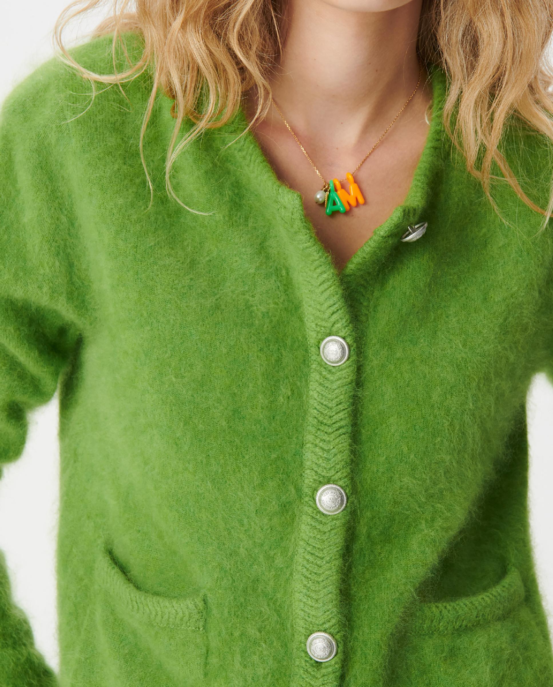 Chaqueta de punto de mujer con bolsillos 100% lana - IKKS - Verde claro Verde claro-4