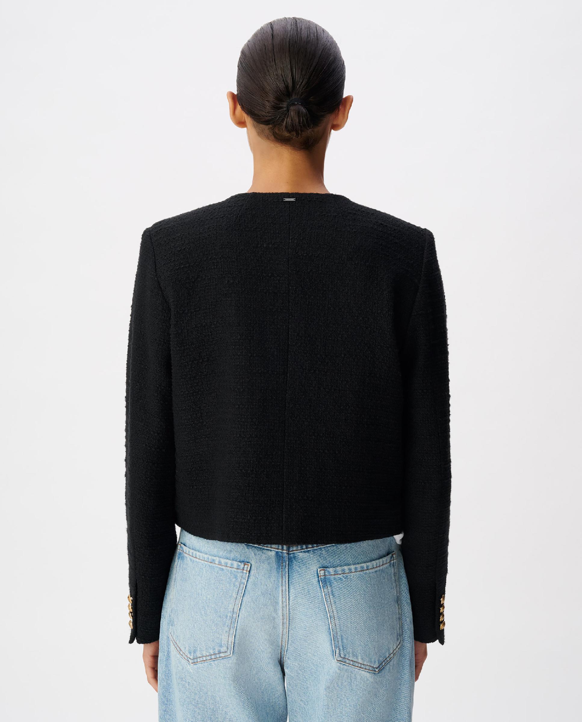 Chaqueta de mujer cropped efecto tweed - IKKS - Negro Negro-3