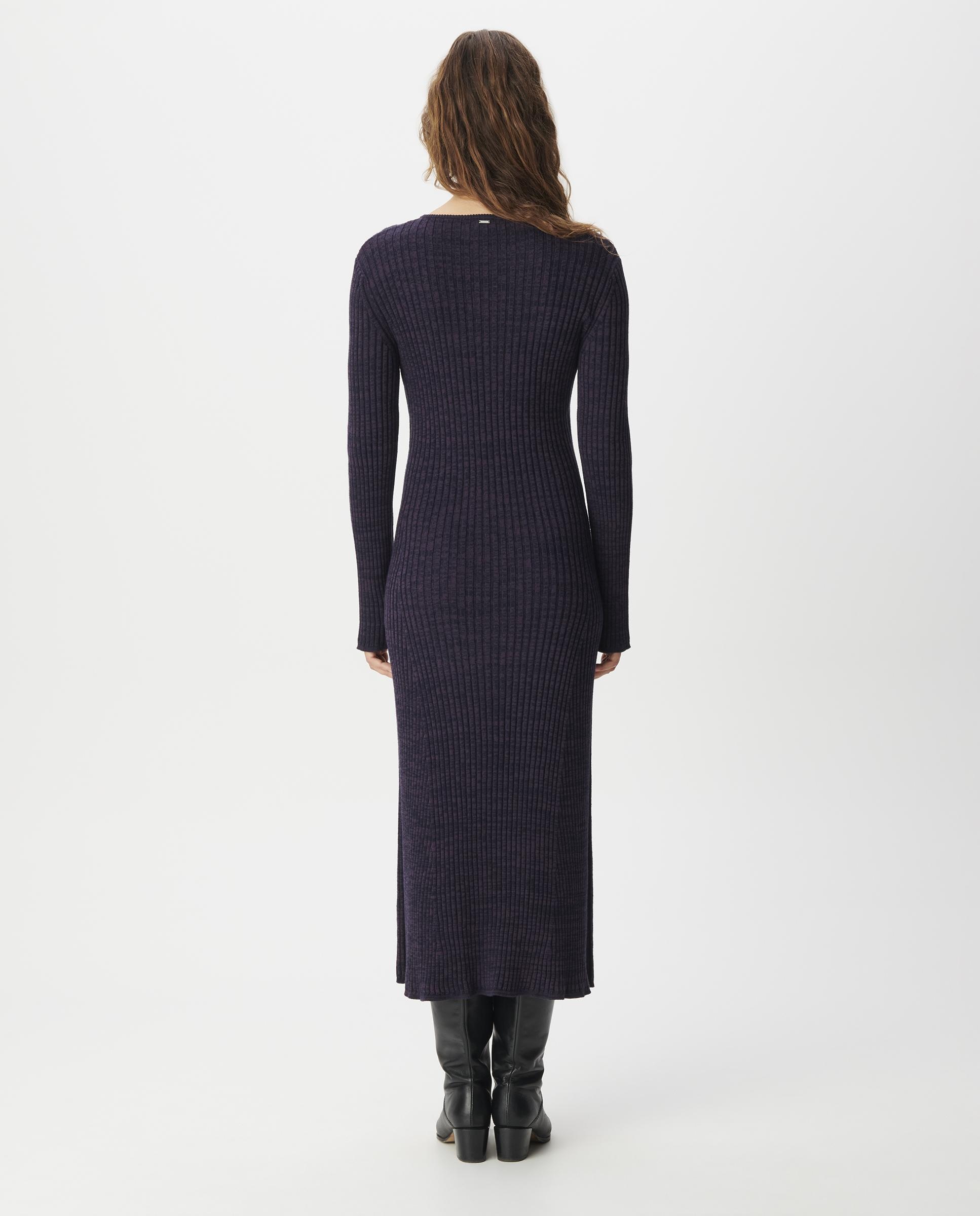 Imagen 4 de Vestido largo morado y negro de punto jaspeado - IKKS - Berenjena Berenjena