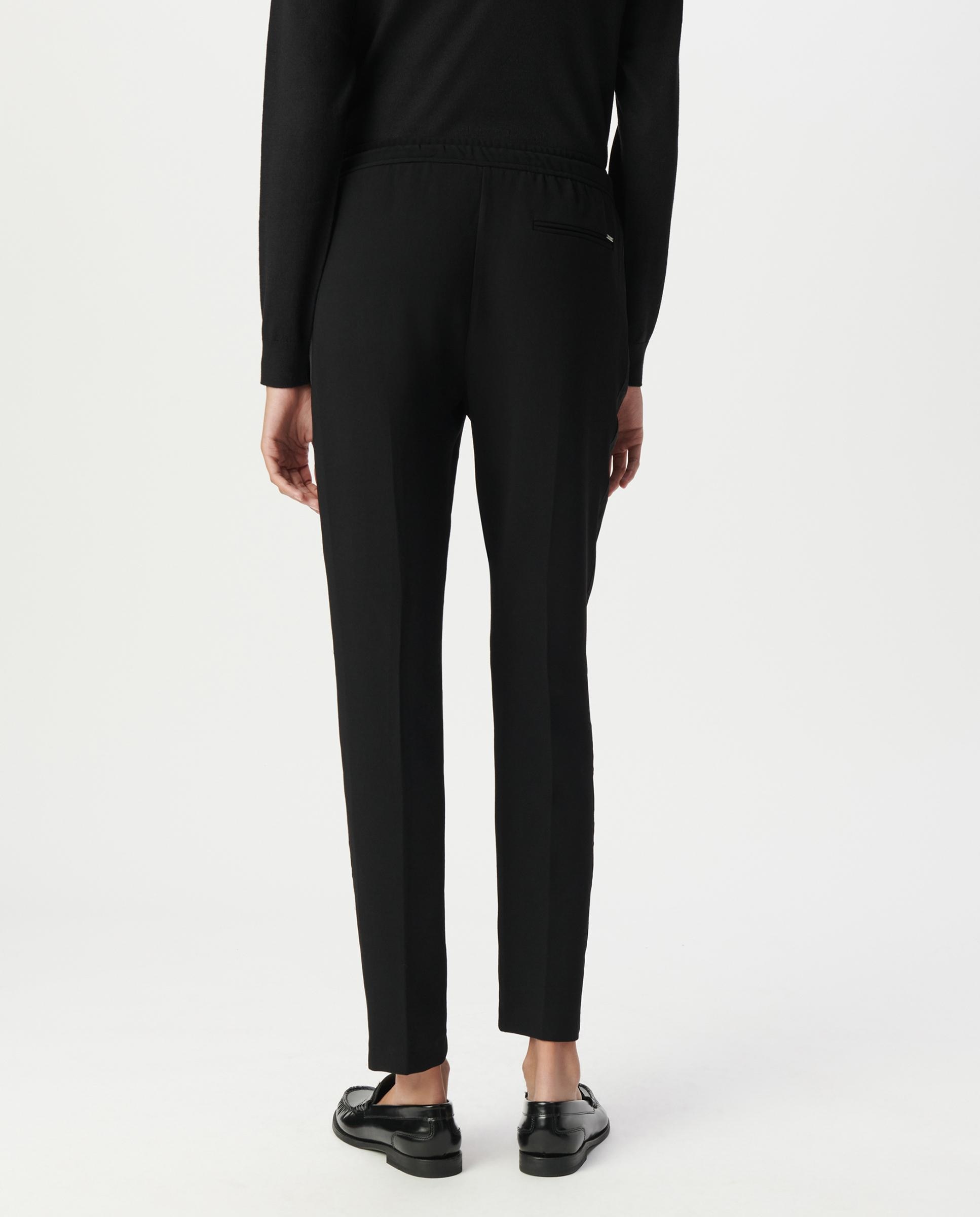 Pantalón recto de mujer con cintura elástica y cordón de ajuste - IKKS - Negro Negro-3