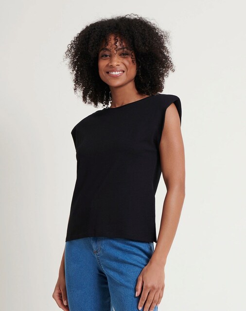 Imagen 0 de Camiseta de mujer con hombreras y encaje en el escote de la espalda