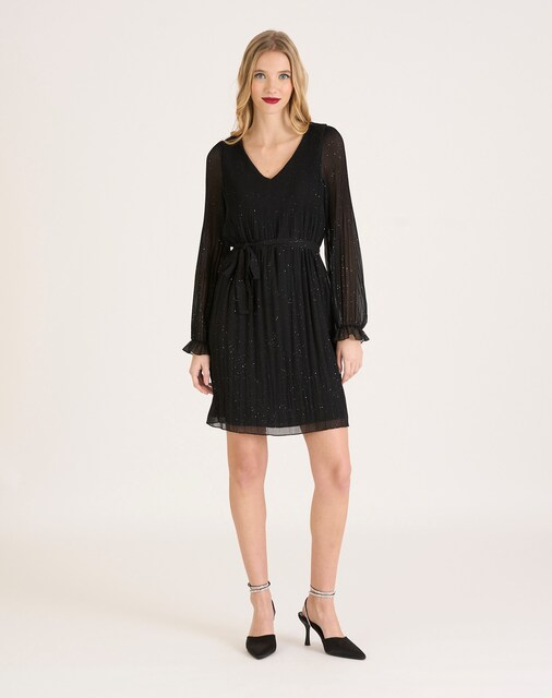Imagen 0 de Vestido en tejido plisado con acabado brillante