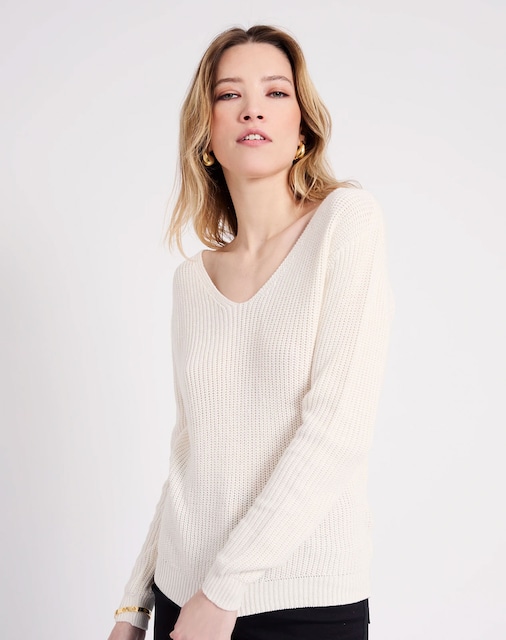 Imagen 0 de Jersey de mujer de corte recto y cuello pico