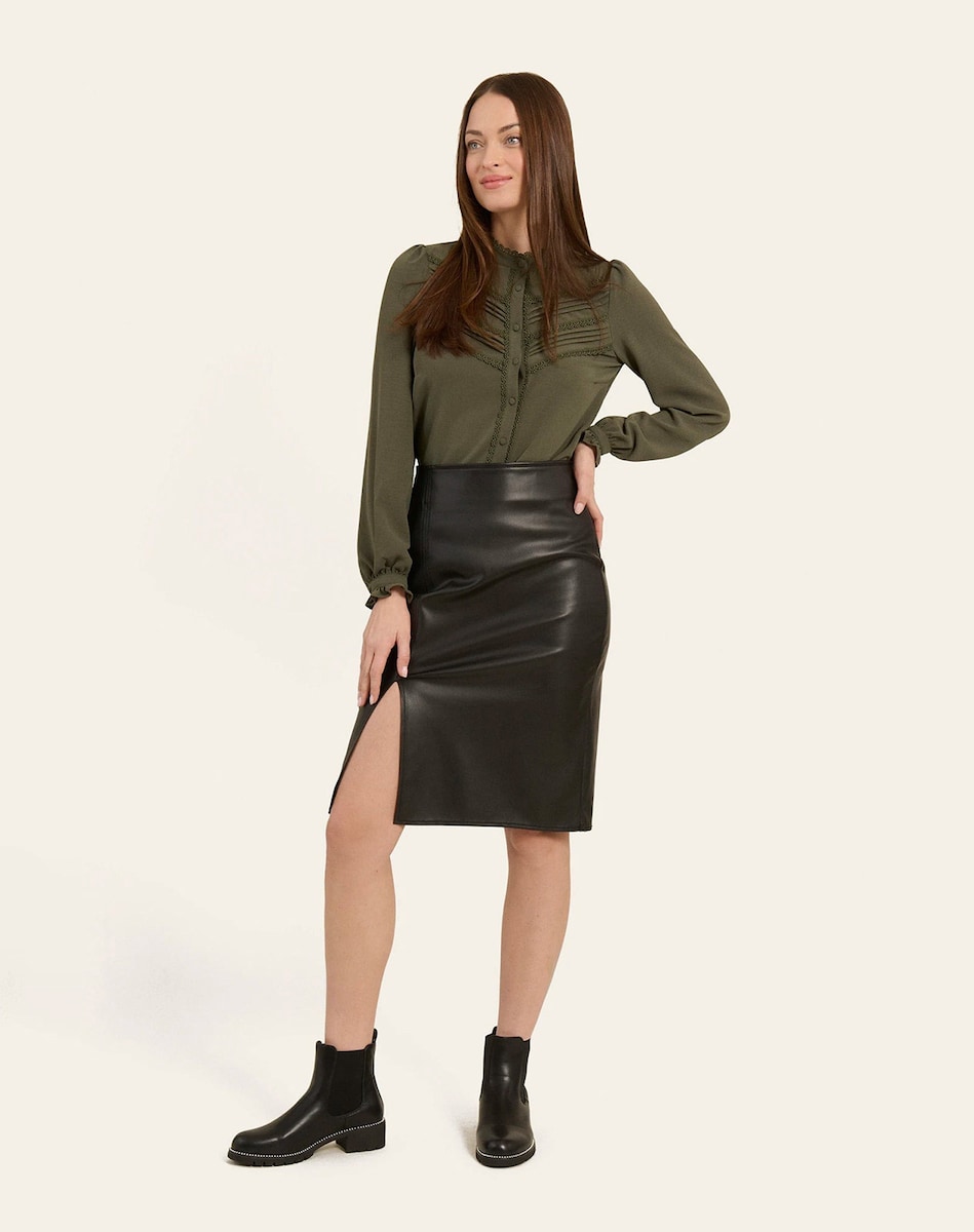 Falda Midi Falda Piel Negra El Corte Ingles Faldas De Piel El