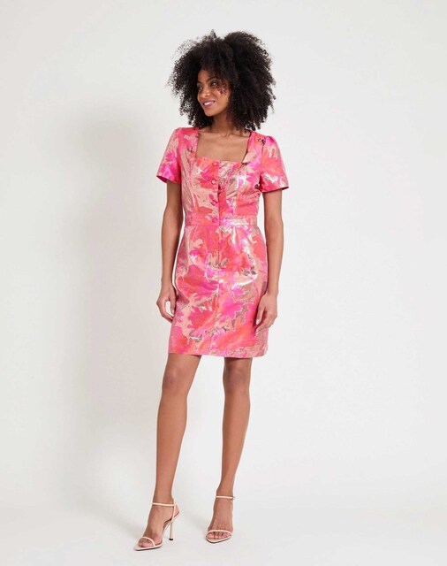 Imagen 0 de Vestido ajustado en tejido brocado brillante