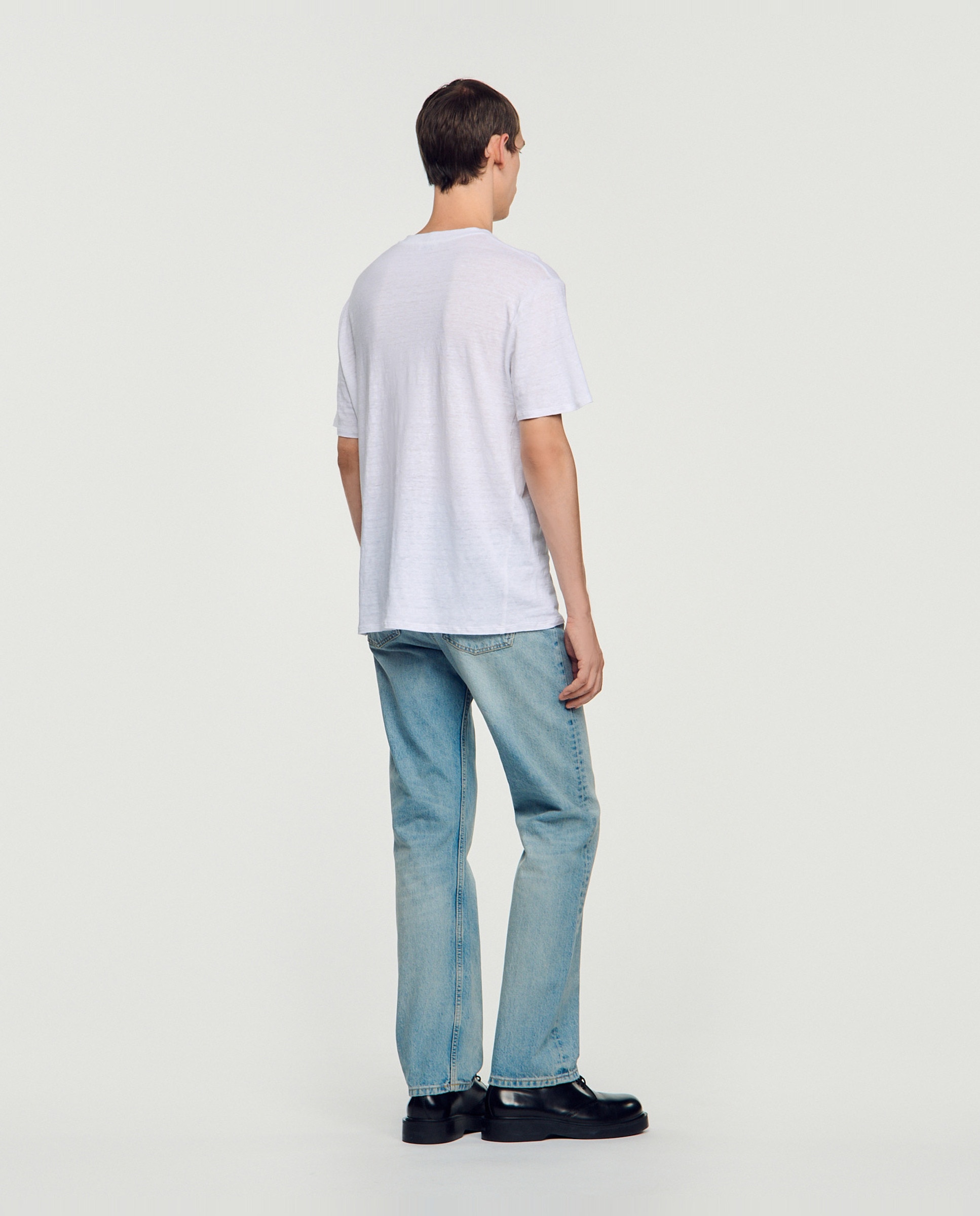 Camiseta de lino con manga corta para hombre - Sandro - Blanco Blanco-2