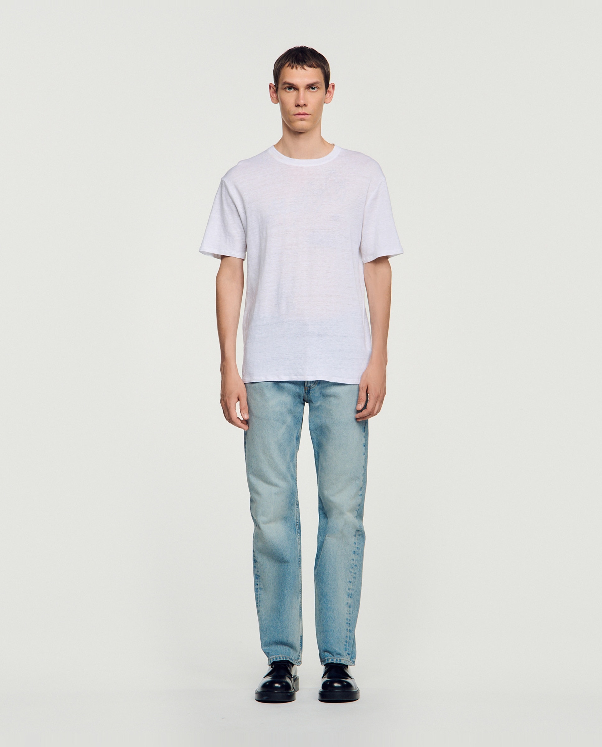Camiseta de lino con manga corta para hombre - Sandro - Blanco Blanco-3