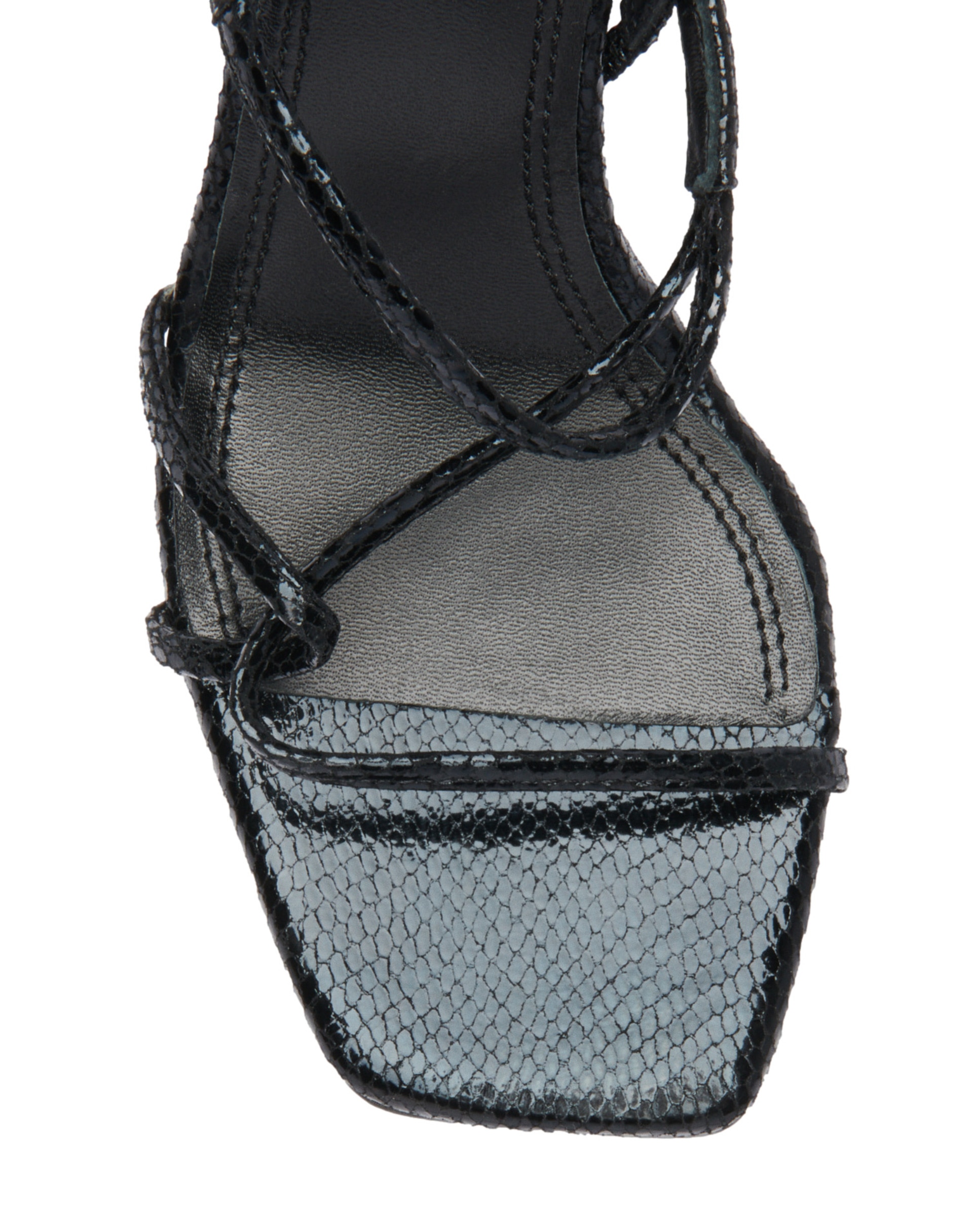 Sandalias de tiras de mujer de piel repujada con tacón ancho - Sandro - Negro Negro-5