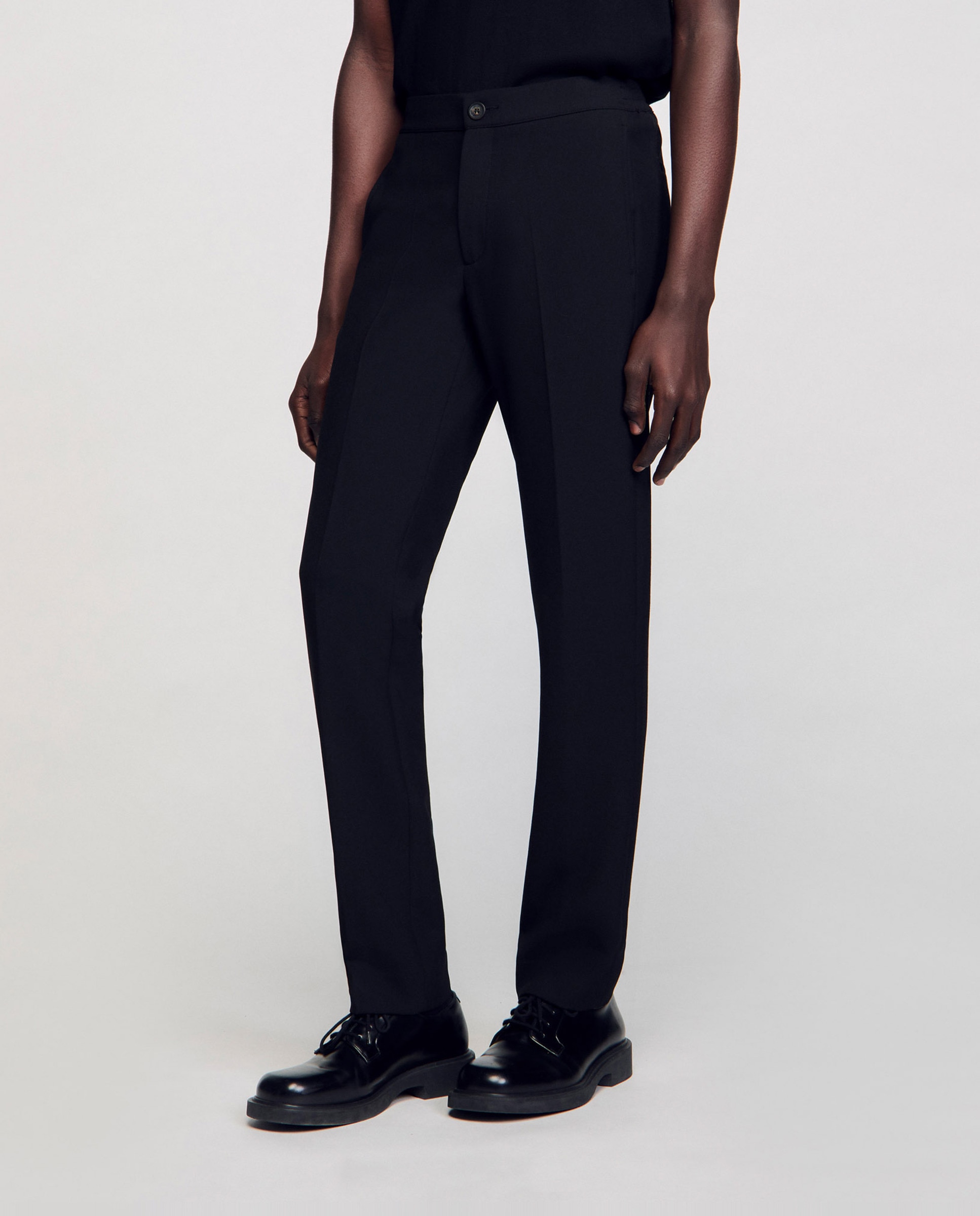 Pantalón de vestir de hombre recto de punto - Sandro - Negro Negro-5