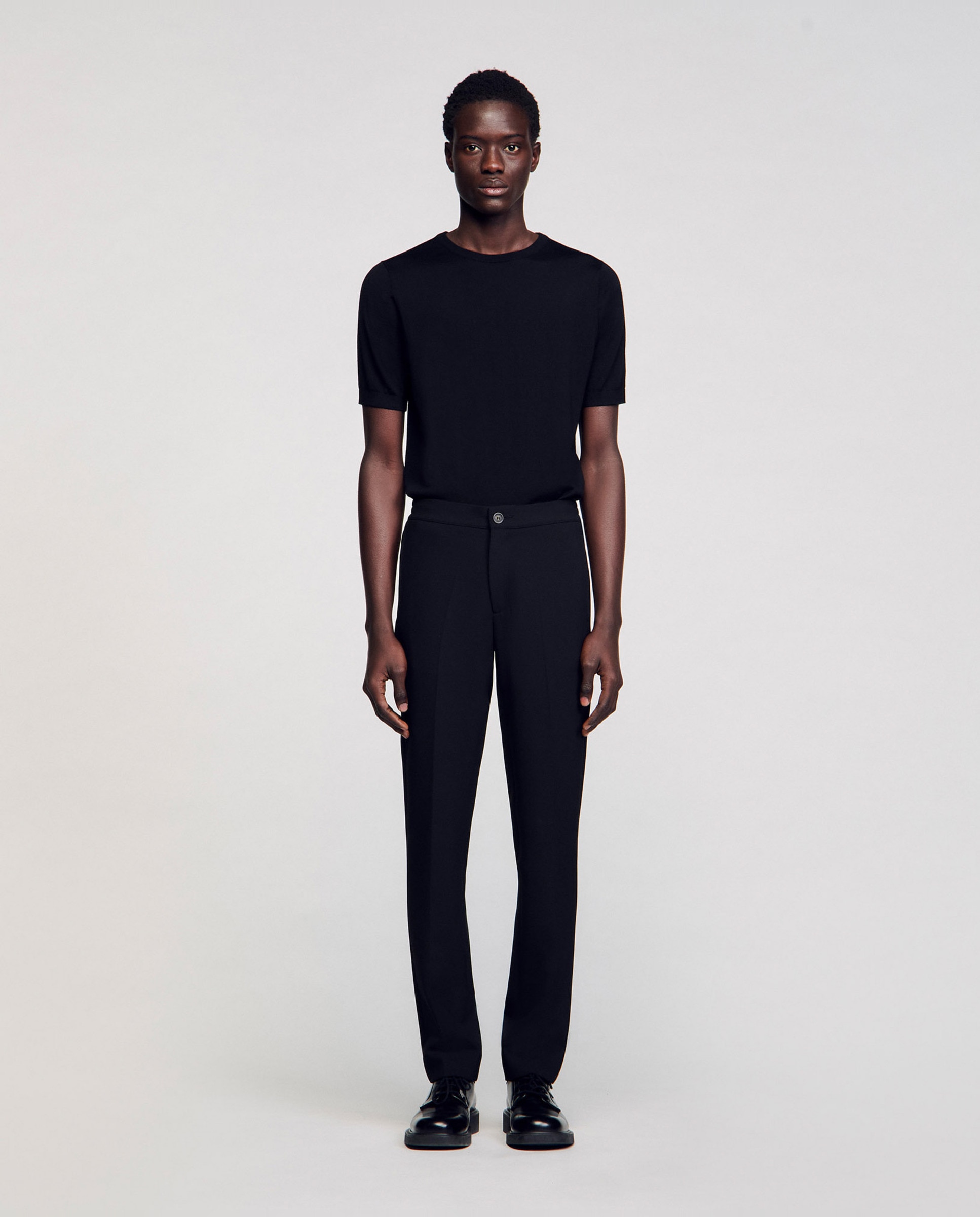 Pantalón de vestir de hombre recto de punto - Sandro - Negro Negro-6