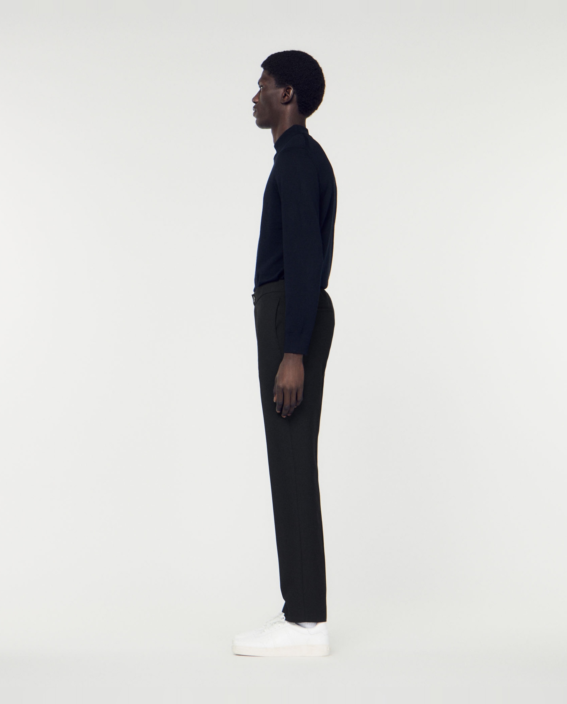 Pantalón de vestir de hombre recto de punto - Sandro - Negro Negro-7