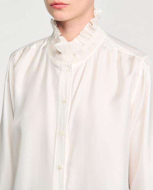 Imagen 0 de Camisa de mujer seda con cuello fruncido