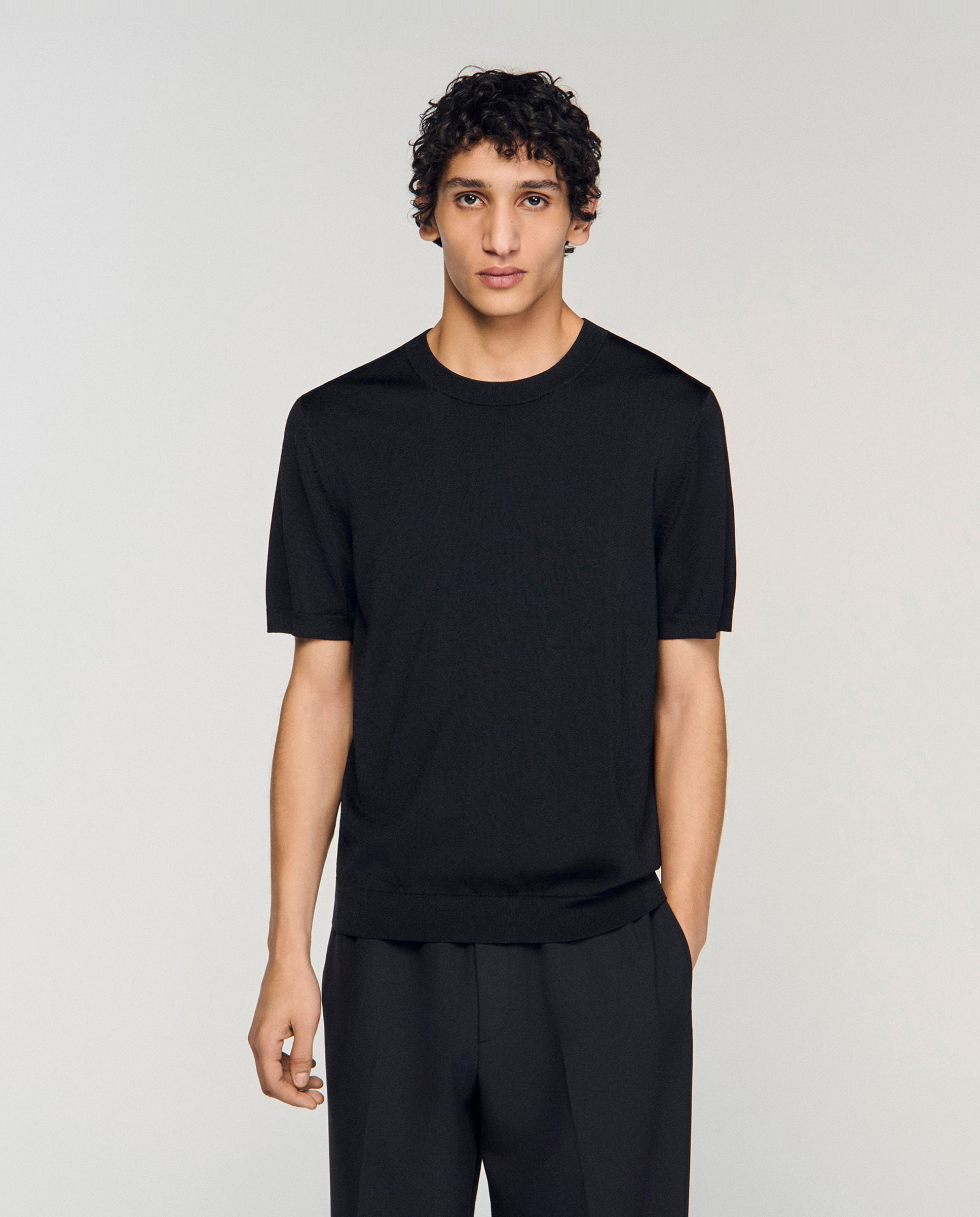 Sandro - Camiseta de manga corta de hombre de punto cuello redondo.