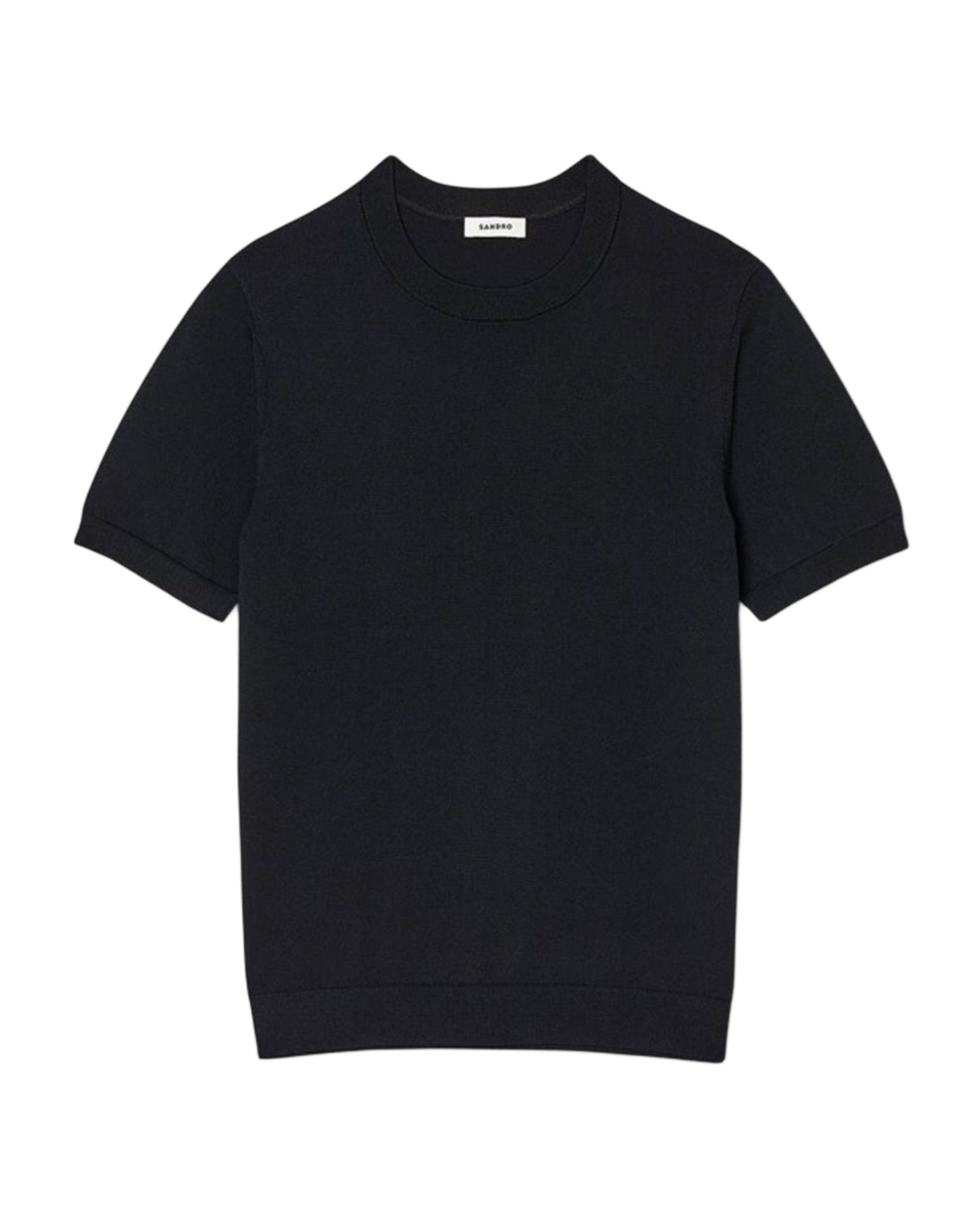 Camiseta de manga corta de hombre de punto cuello redondo - Sandro - Negro Negro-6