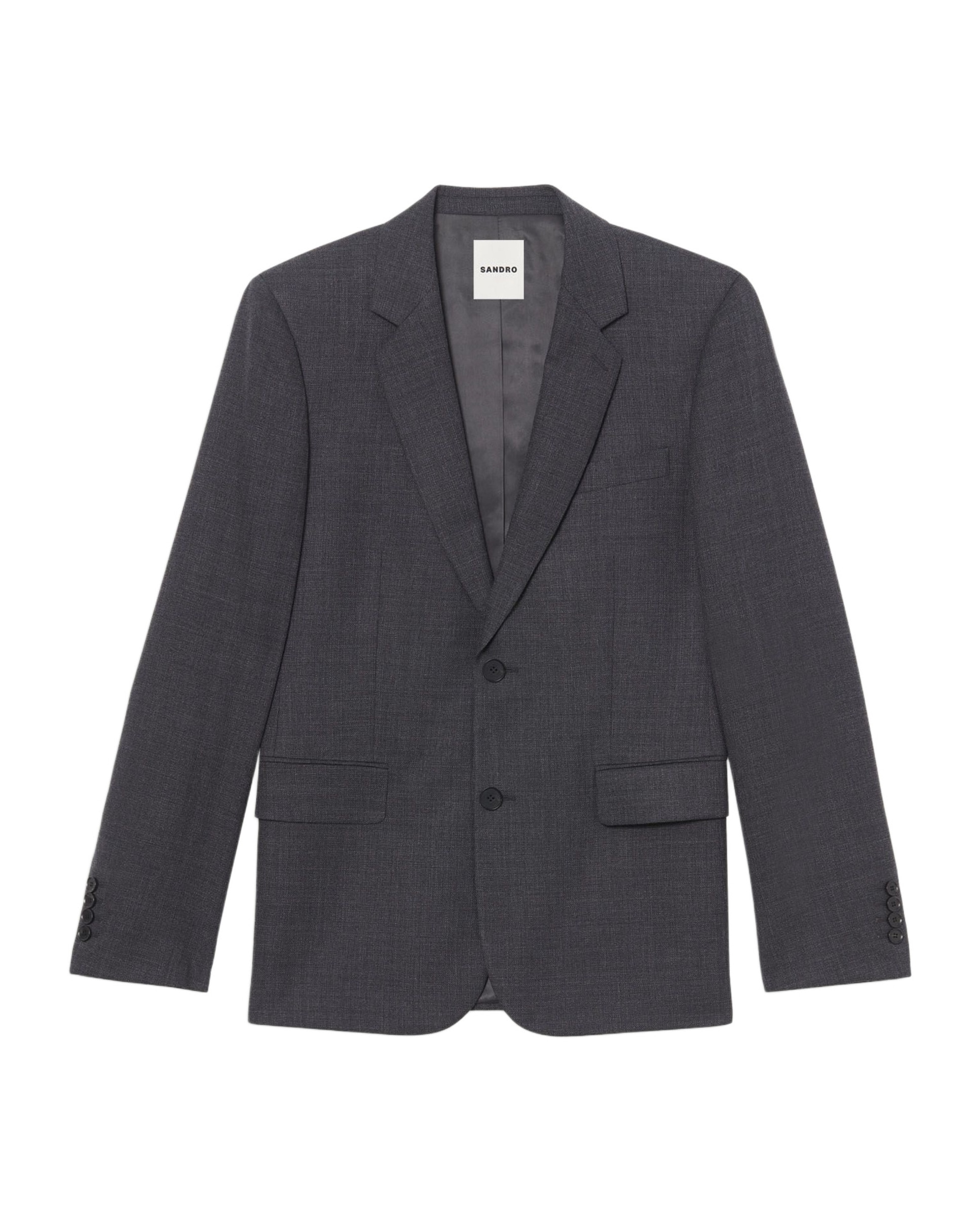 Americana de hombre clásica gris de lana moteada trajes completos - Gris Gris-6