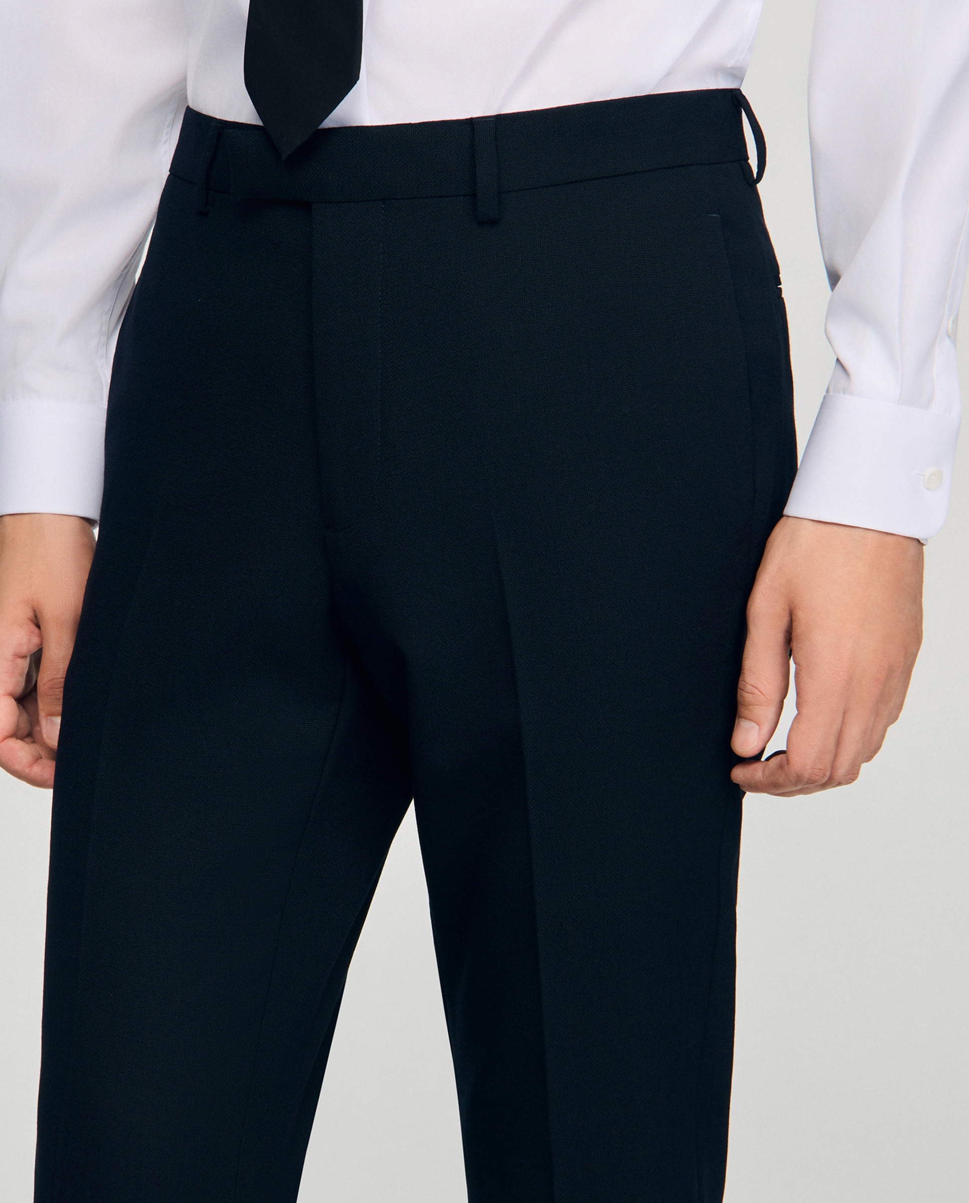 Imagen 4 de Pantalón de traje de hombre en lana con trabillas - Sandro - Negro Negro