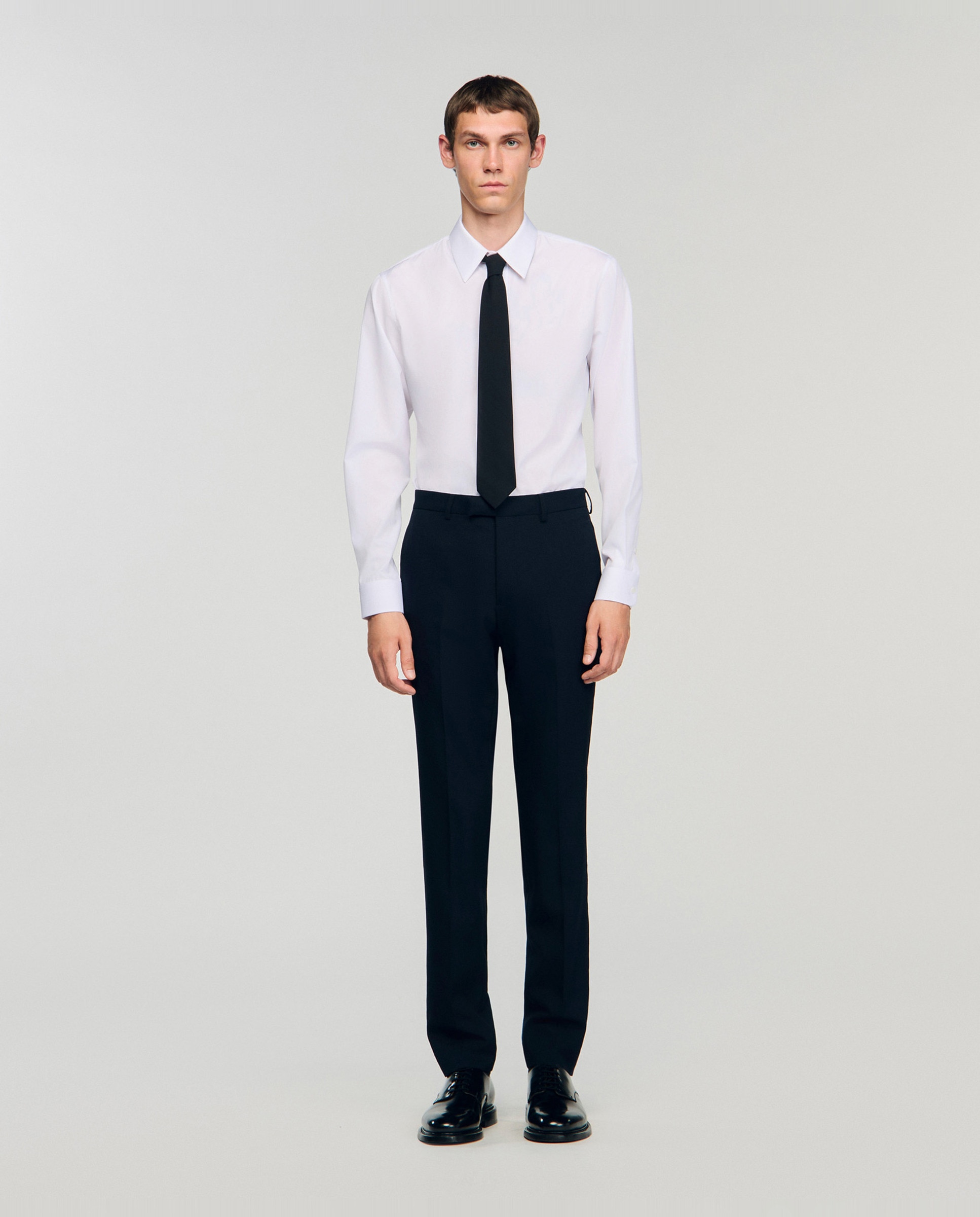 Imagen 5 de Pantalón de traje de hombre en lana con trabillas - Sandro - Negro Negro