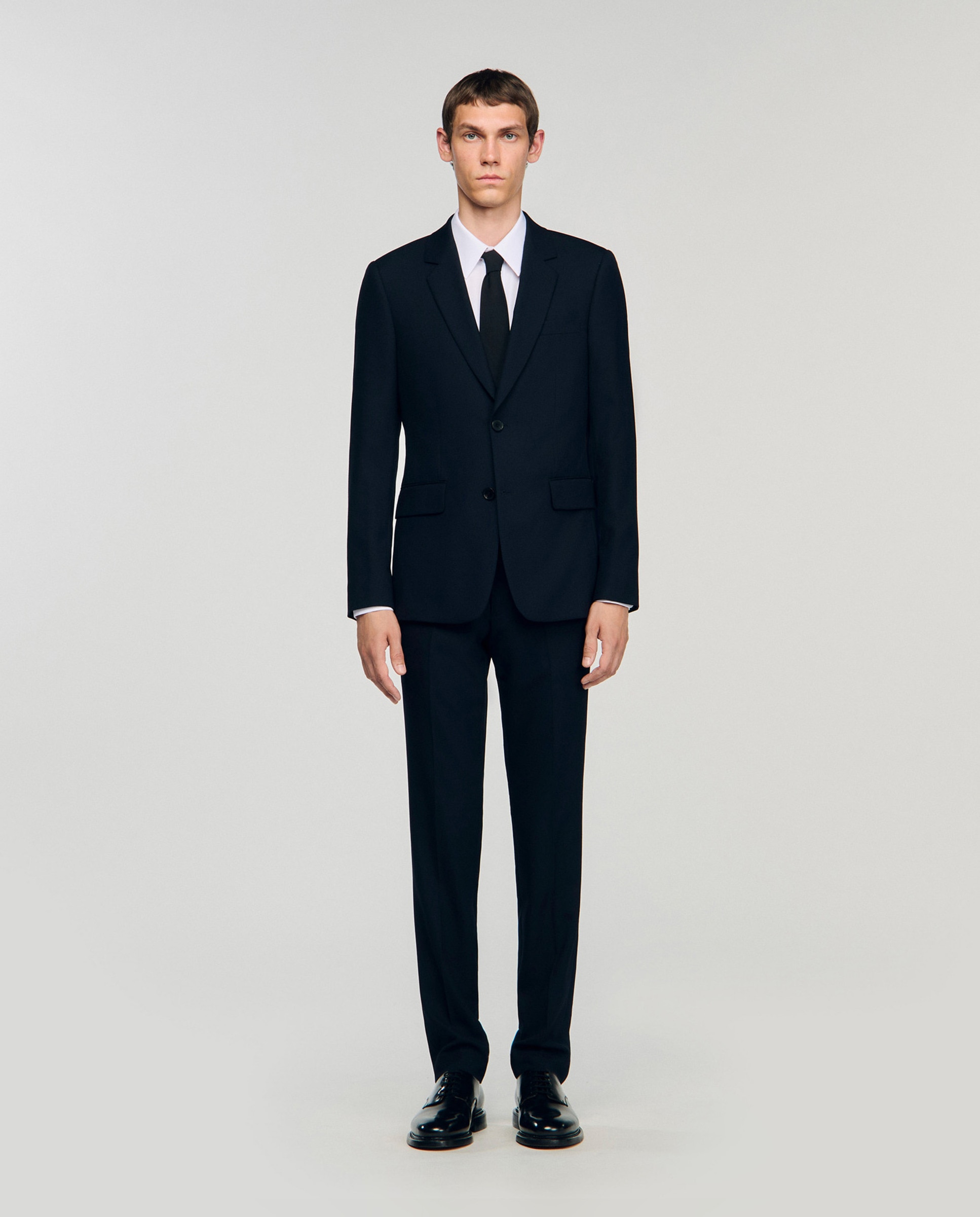 Imagen 3 de Chaqueta de traje de hombre clásica lisa de lana - Sandro - Azul marino Azul marino