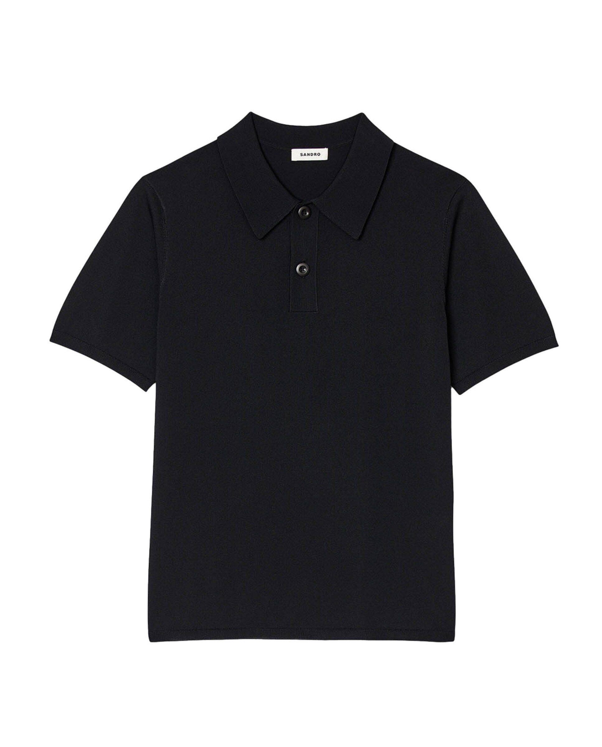 Polo de hombre de punto negro manga corta - Sandro - Negro brillante Negro brillante-6