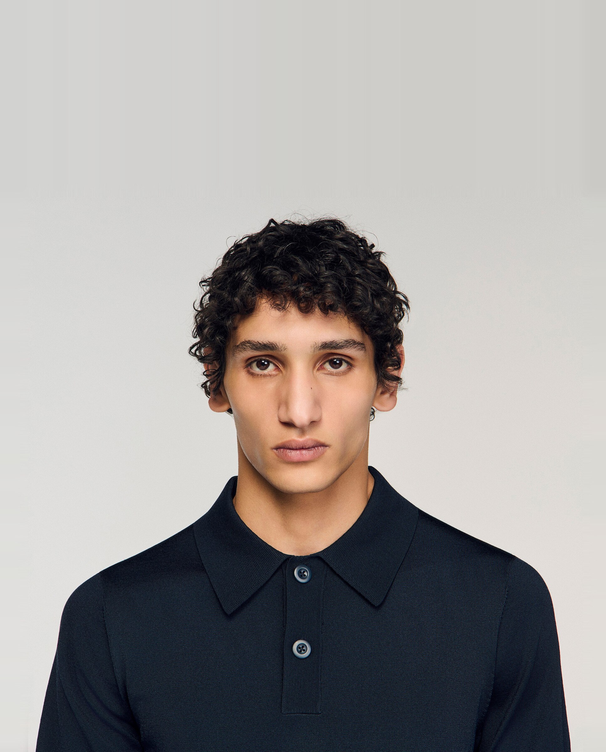 Polo hombre punto manga corta cuello abotonado - Azul oscuro Azul oscuro-5