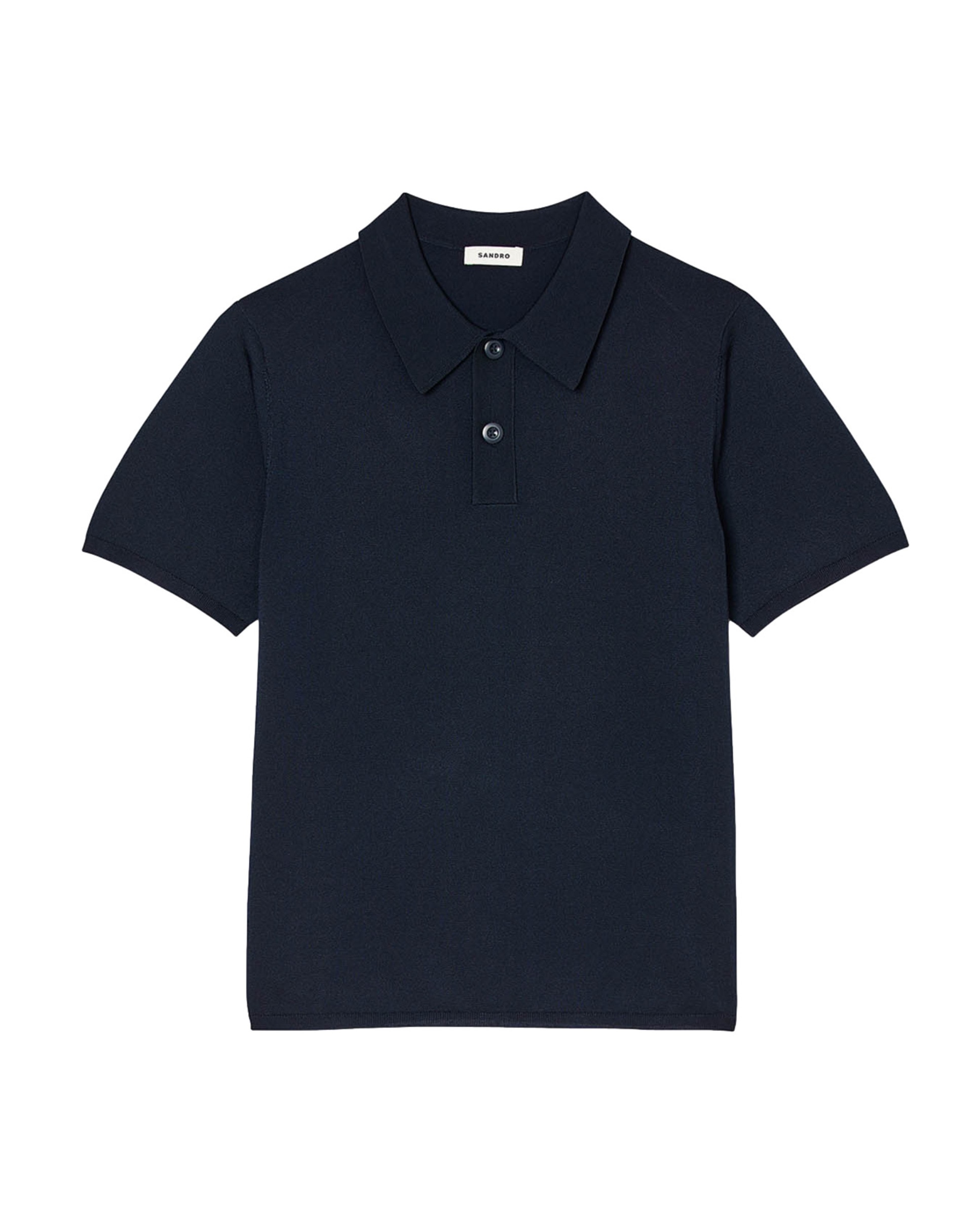 Polo hombre punto manga corta cuello abotonado - Azul oscuro Azul oscuro-6