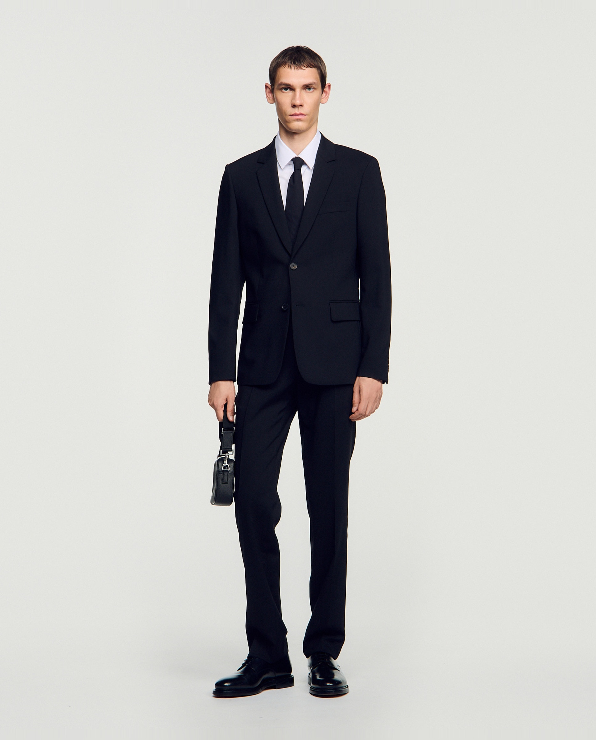 Chaqueta de traje de hombre corte clásico lana virgen - Sandro - Negro Negro-3