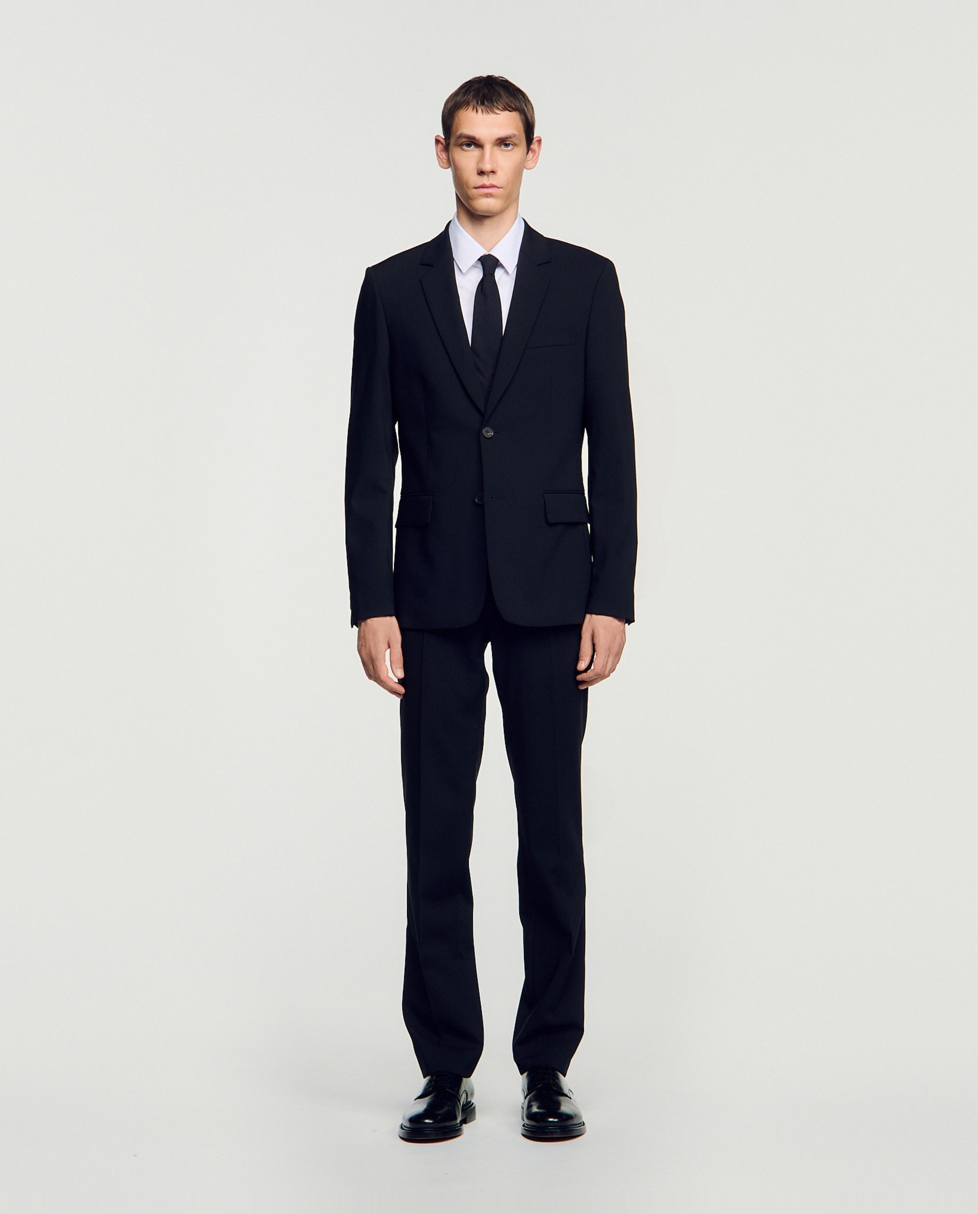 Chaqueta de traje de hombre corte clásico lana virgen - Sandro - Negro Negro-4