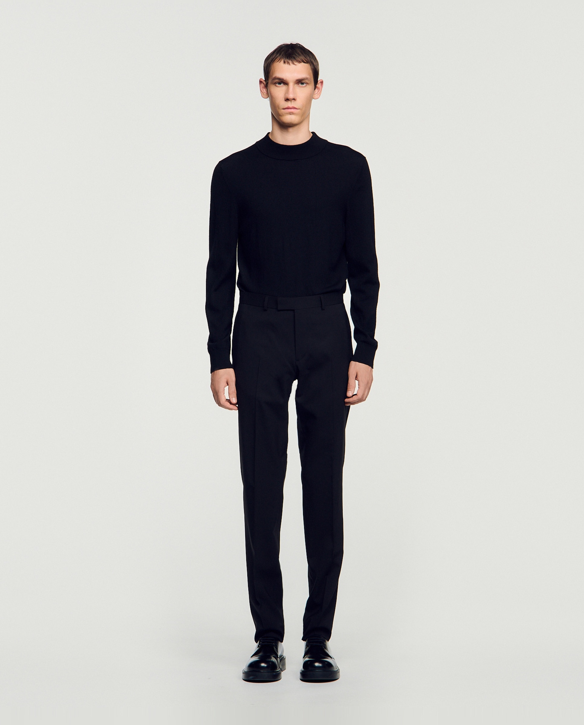 Imagen 0 de Pantalón de traje para hombre corte clásico de lana Negro