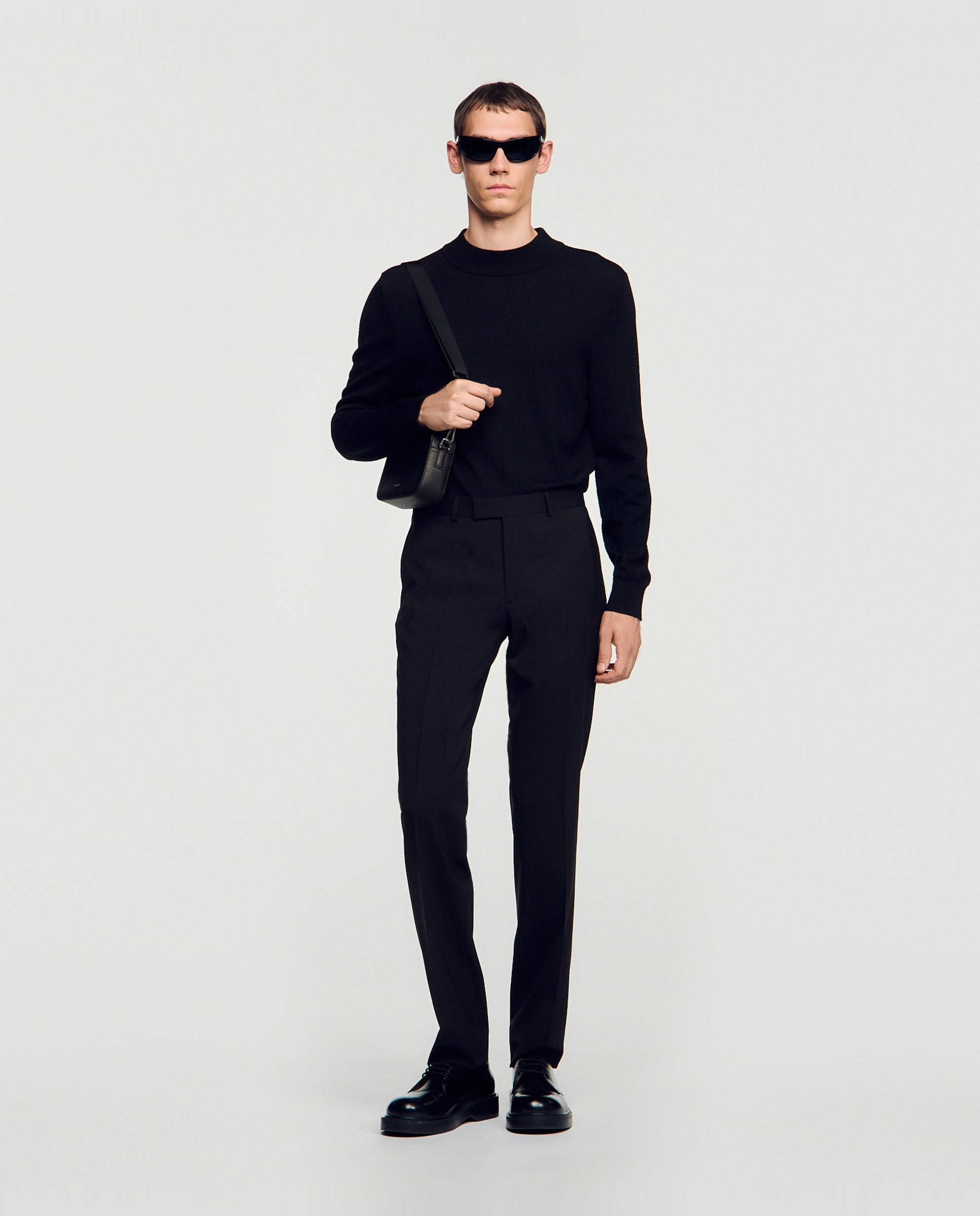 Pantalón de traje para hombre corte clásico de lana - Sandro - Negro Negro-2