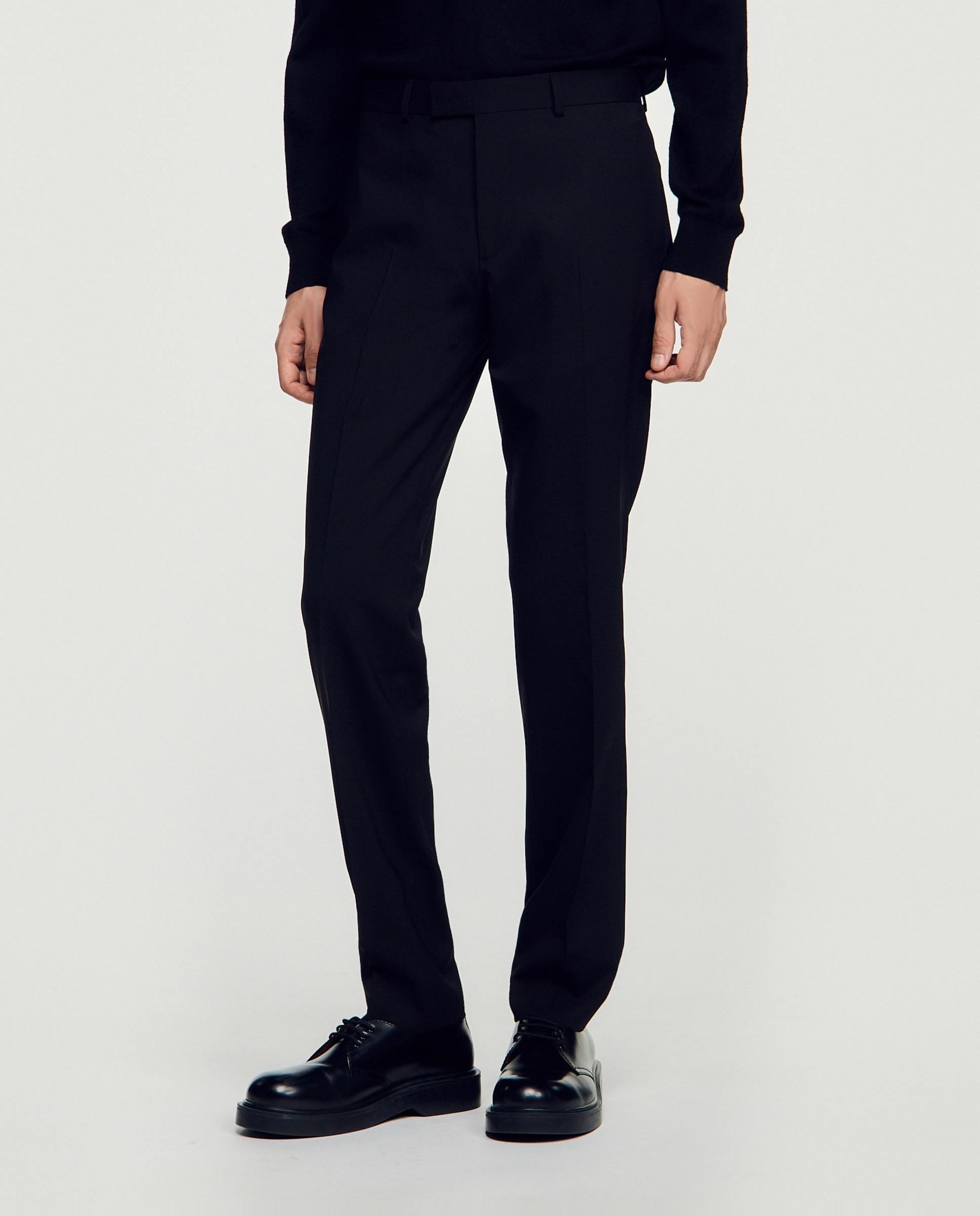 Pantalón de traje para hombre corte clásico de lana - Sandro - Negro Negro-3