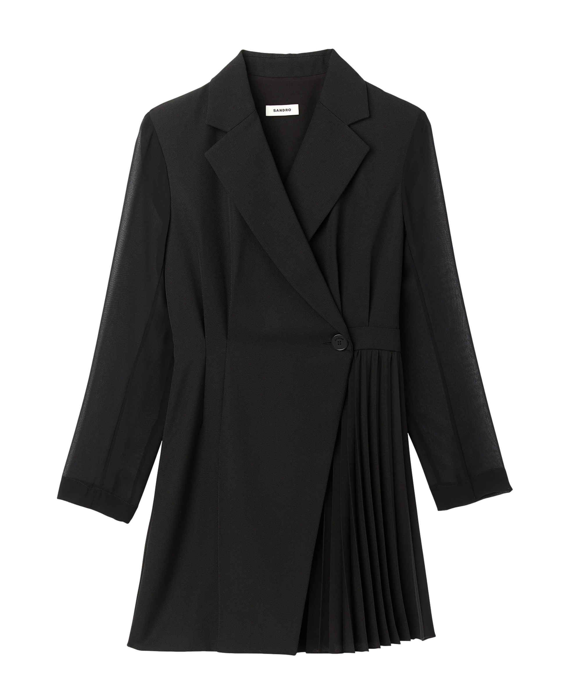 Vestido corto cruzado de sastre con falda asimétrica - Sandro - Negro Negro-5