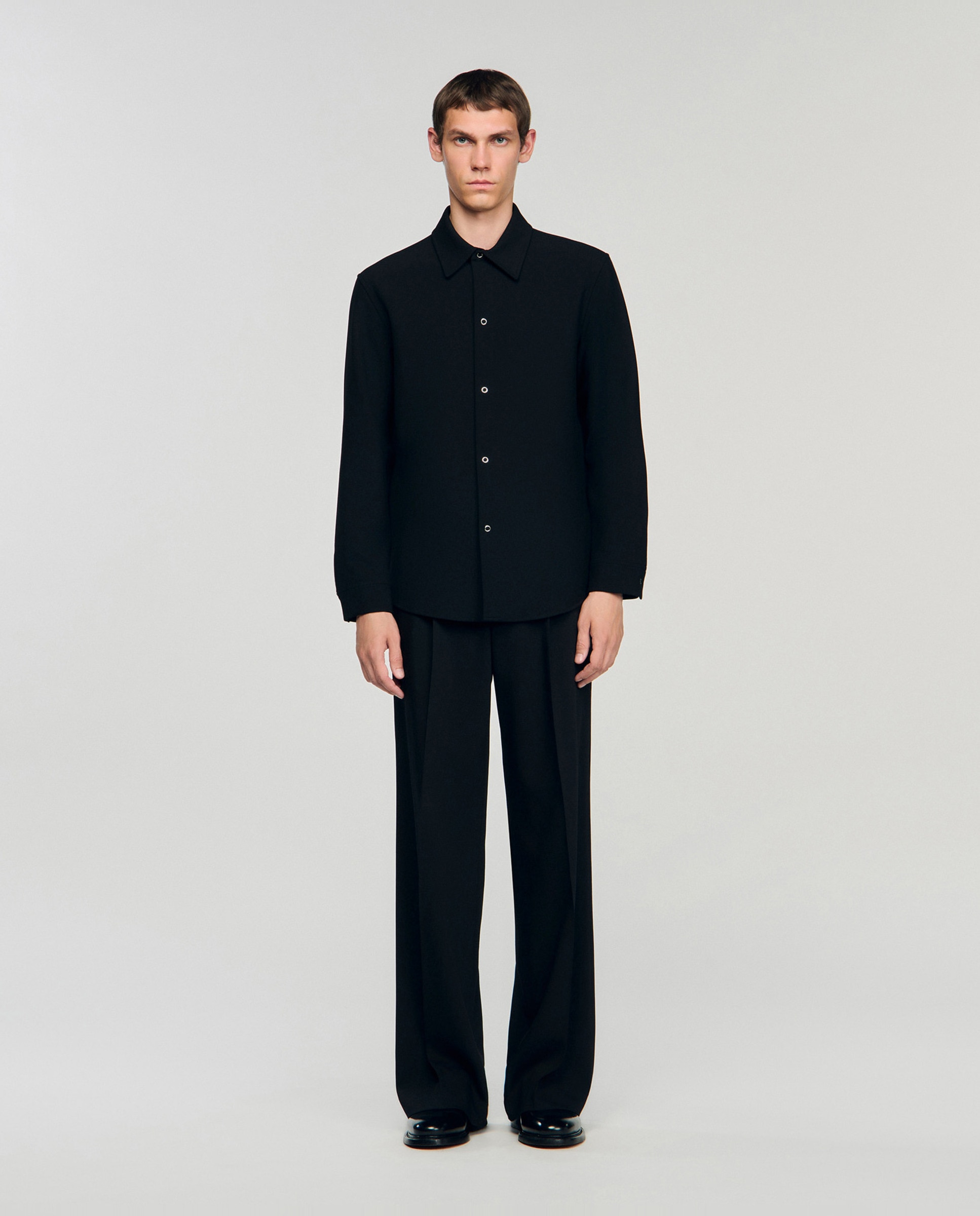 Camisa de punto de hombre corte clásico manga larga - Sandro - Negro Negro-3