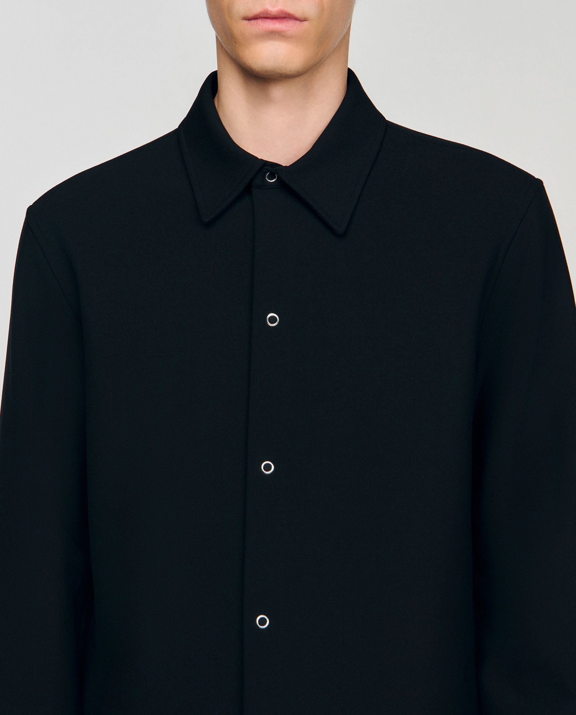 Camisa de punto de hombre corte clásico manga larga - Sandro - Negro Negro-4