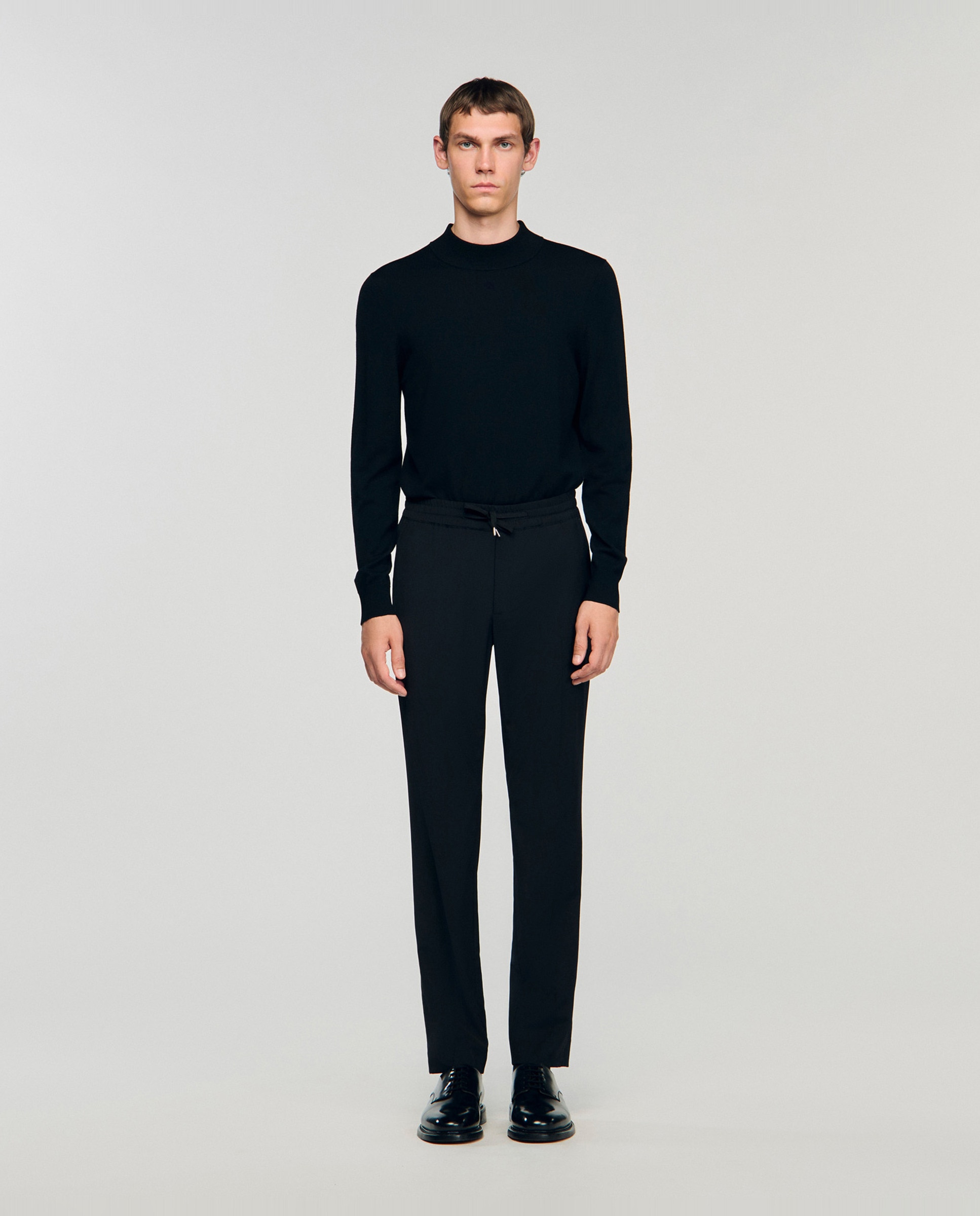 Sandro - Pantalones joggers de hombre recto cintura elástica cordón ajuste.