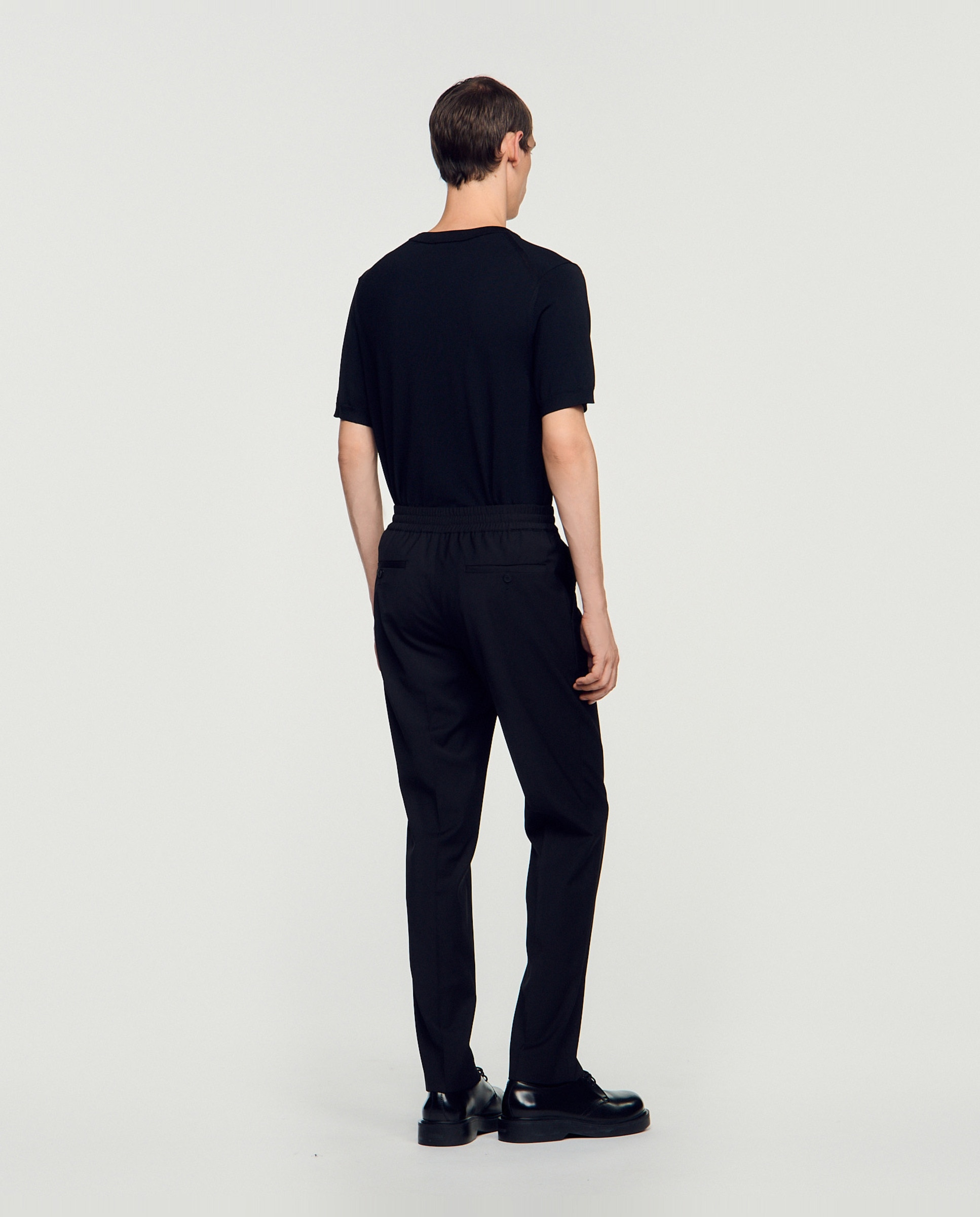 Pantalones joggers de hombre rectos con cintura y cordón - Negro Negro-4