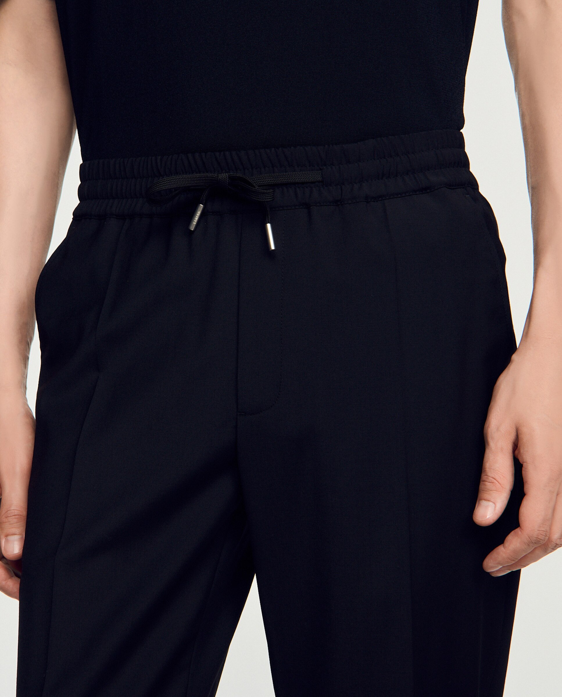 Pantalones joggers de hombre rectos con cintura y cordón - Negro Negro-5