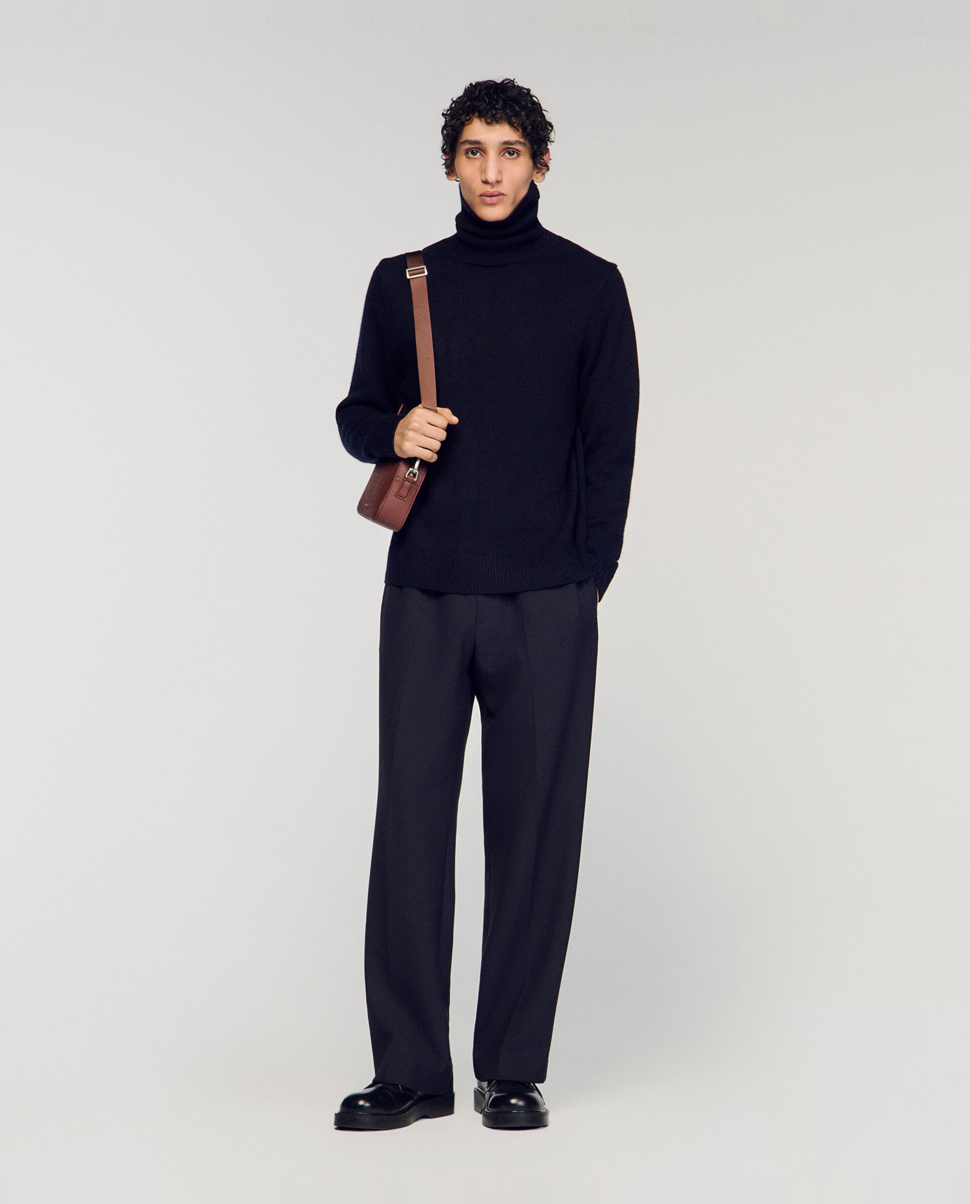 Jersey de hombre de cuello vuelto y mezcla de lana y cachemira - Sandro - Negro Negro-3