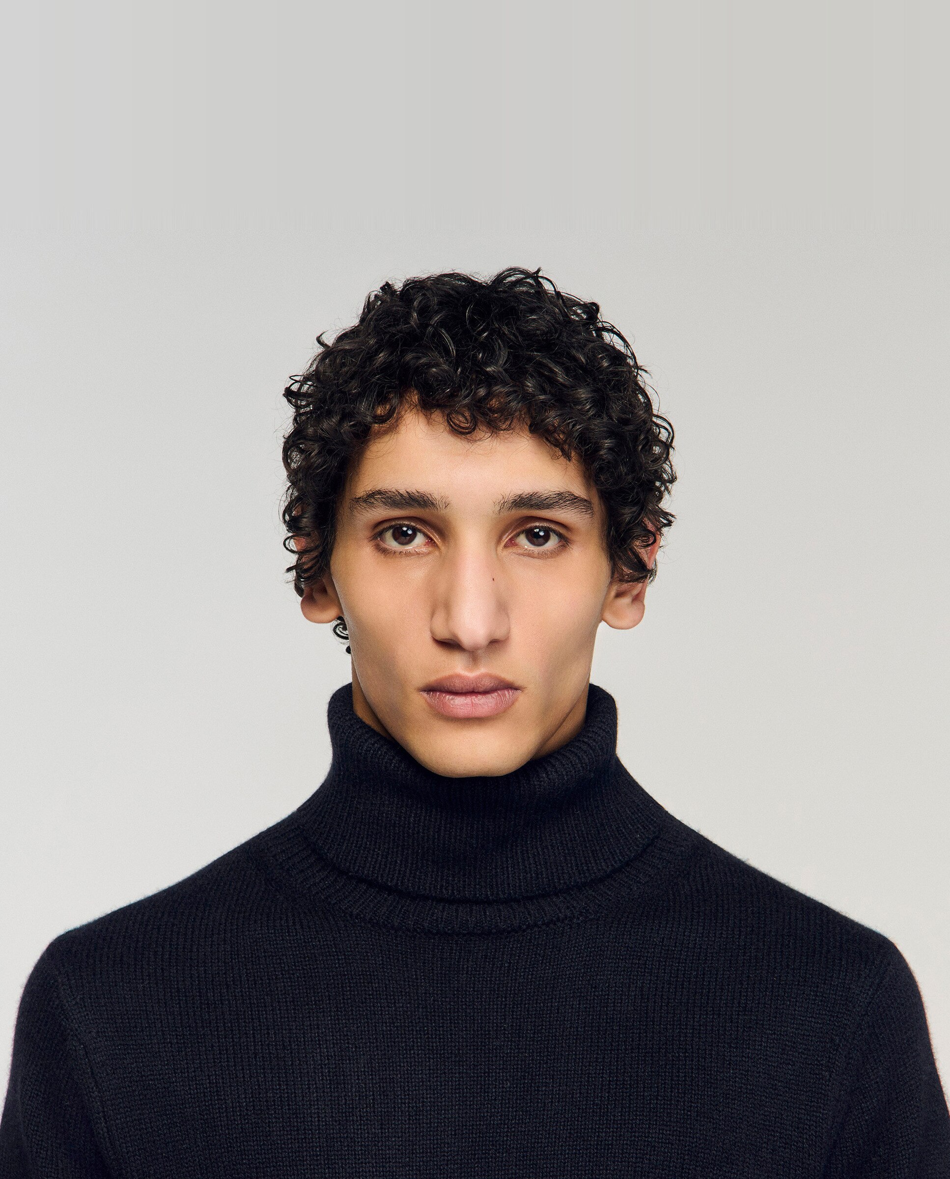 Jersey de hombre de cuello vuelto y mezcla de lana y cachemira - Sandro - Negro Negro-4