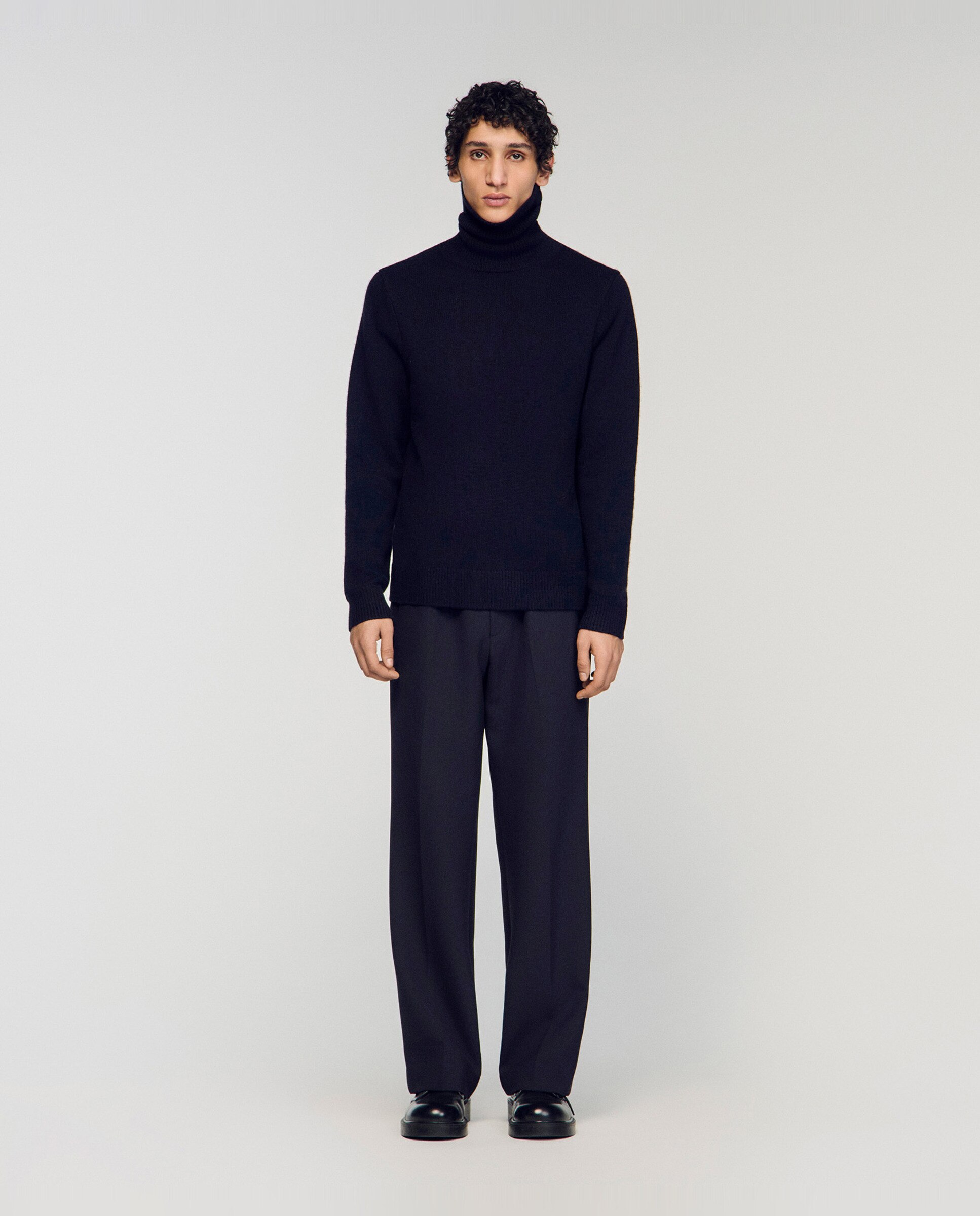 Jersey de hombre de cuello vuelto y mezcla de lana y cachemira - Sandro - Negro Negro-5