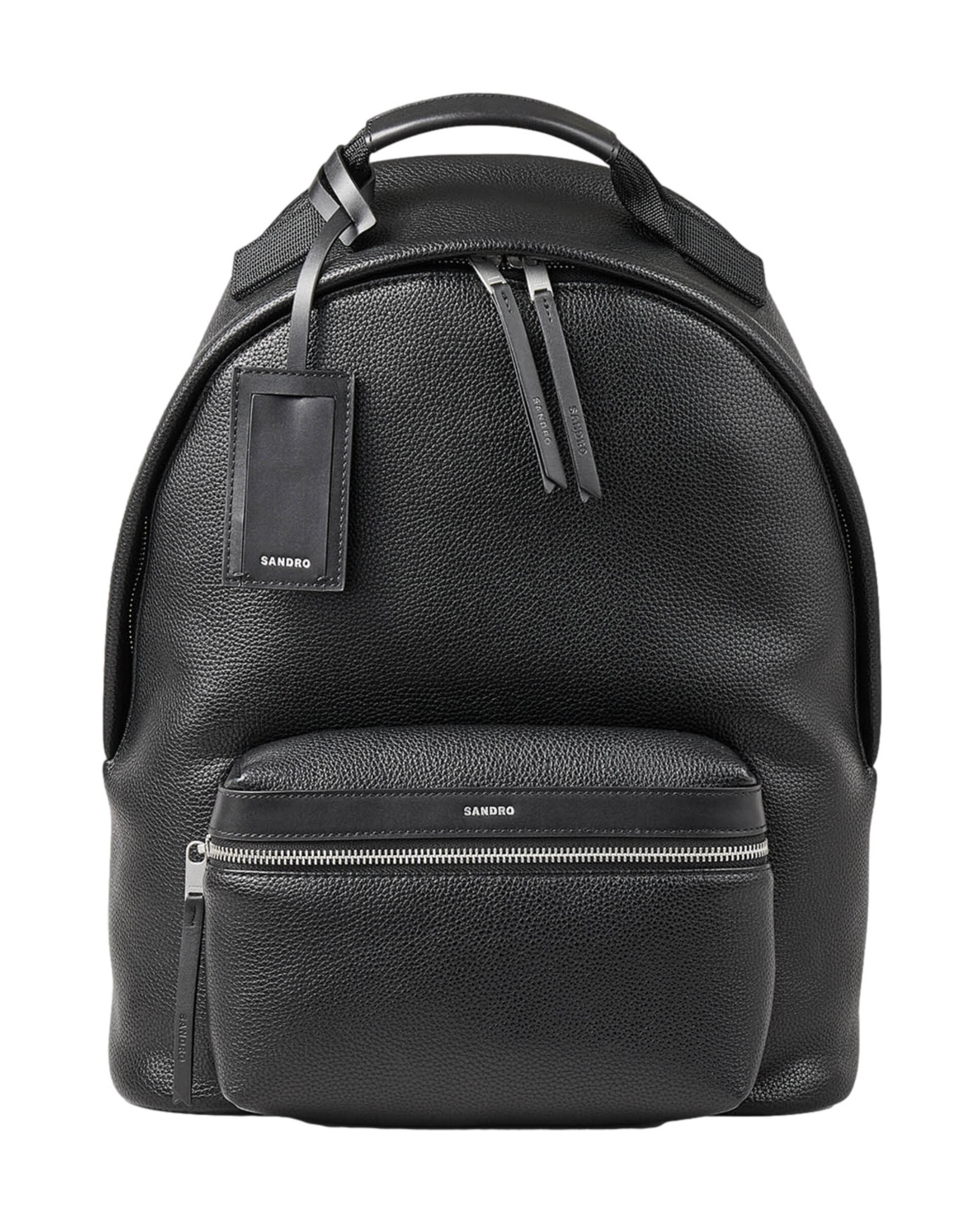 Mochila de hombre de tela revestida y cierre de cremallera - Sandro - Marrón oscuro Negro-7