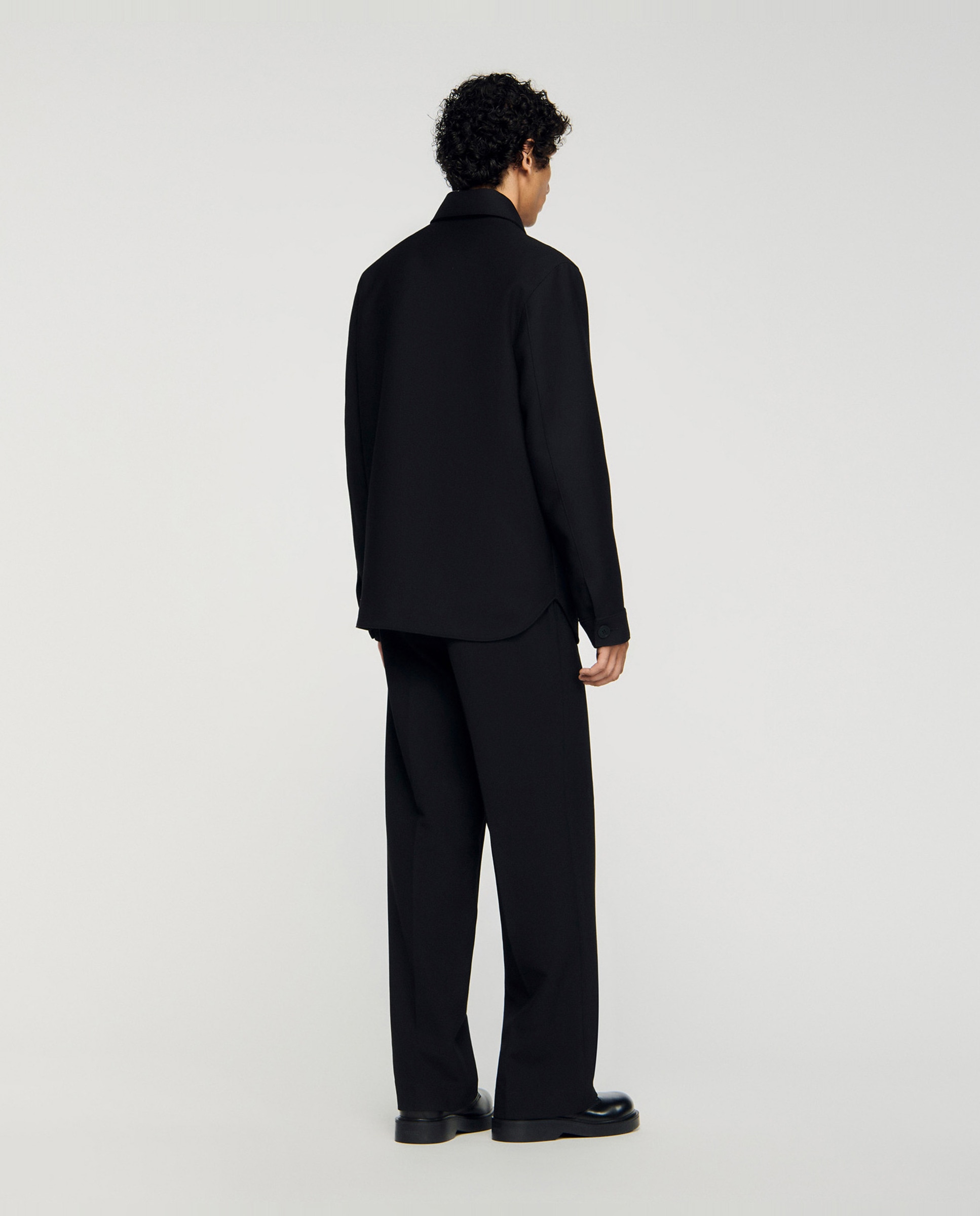 Sobrecamisa de hombre con bolsillos de solapa y manga larga - Sandro - Negro Negro-2