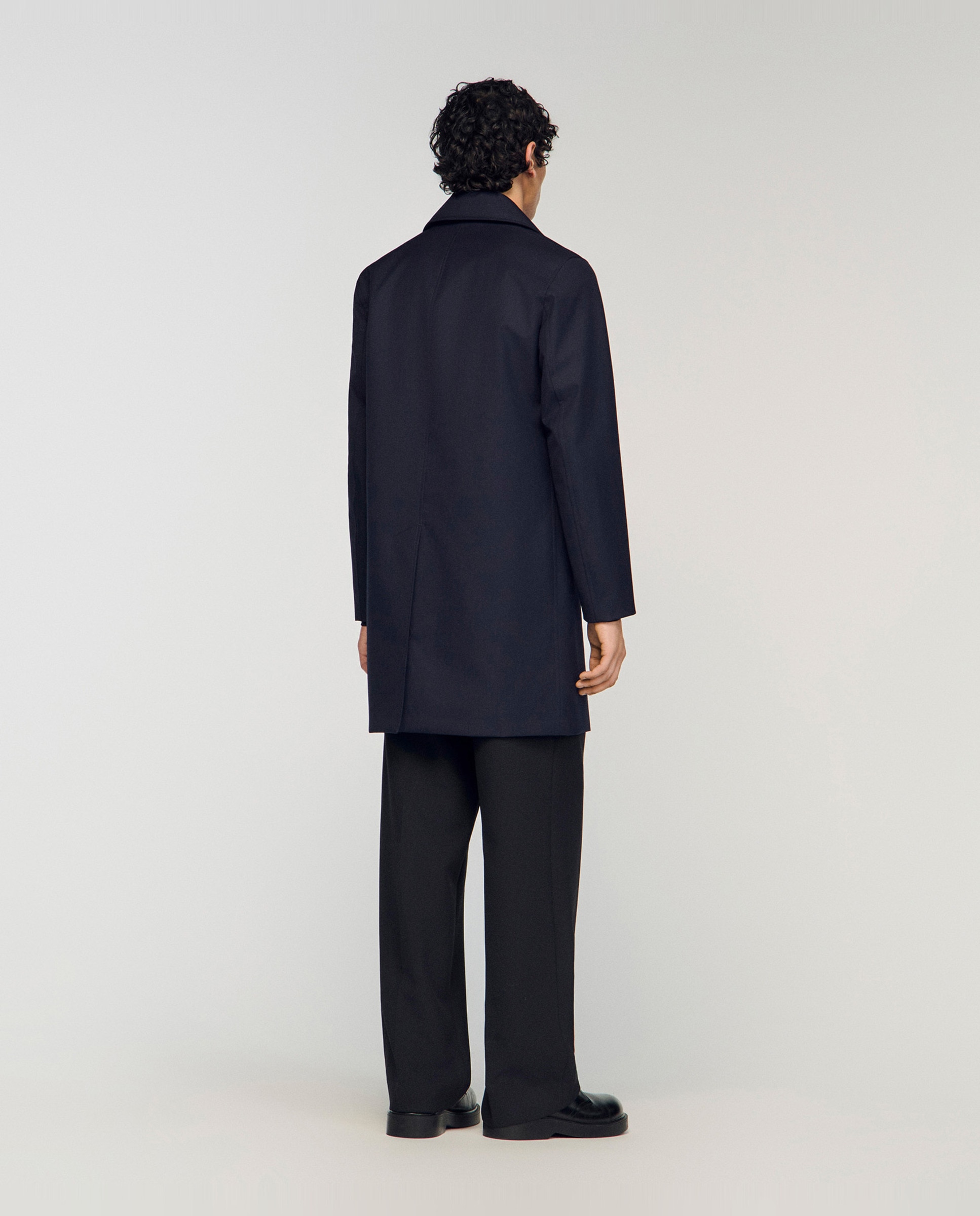 Gabardina de hombre técnica con cuello solapa - Sandro - Azul marino Azul marino-2