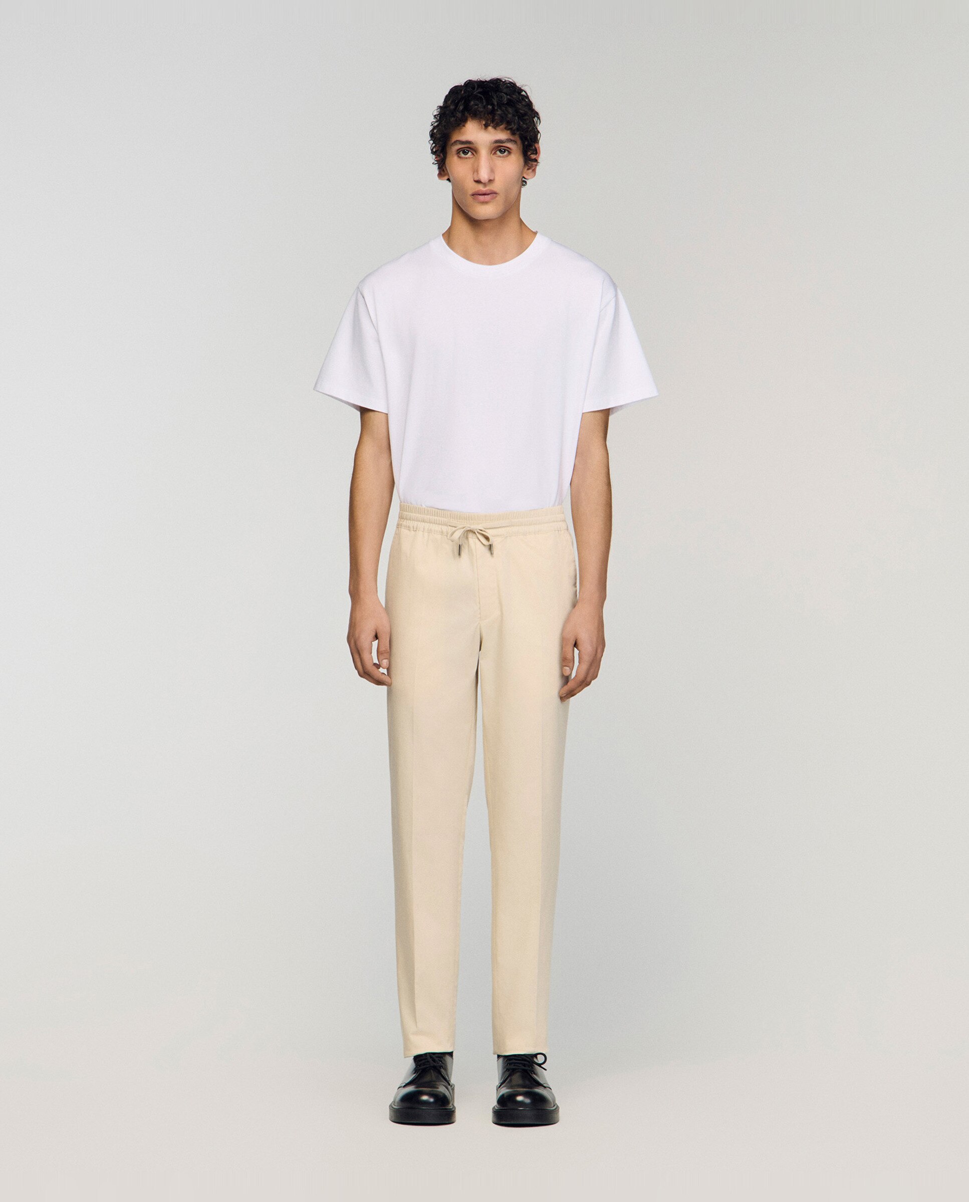 Pantalón de hombre recto elástico - Sandro - Crema Crema-1
