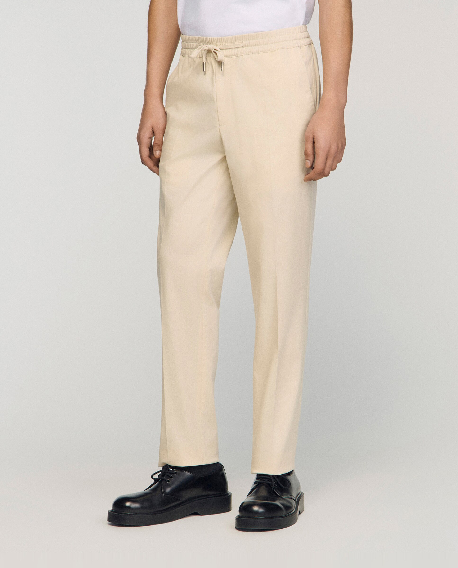 Pantalón de hombre recto elástico - Sandro - Crema Crema-2